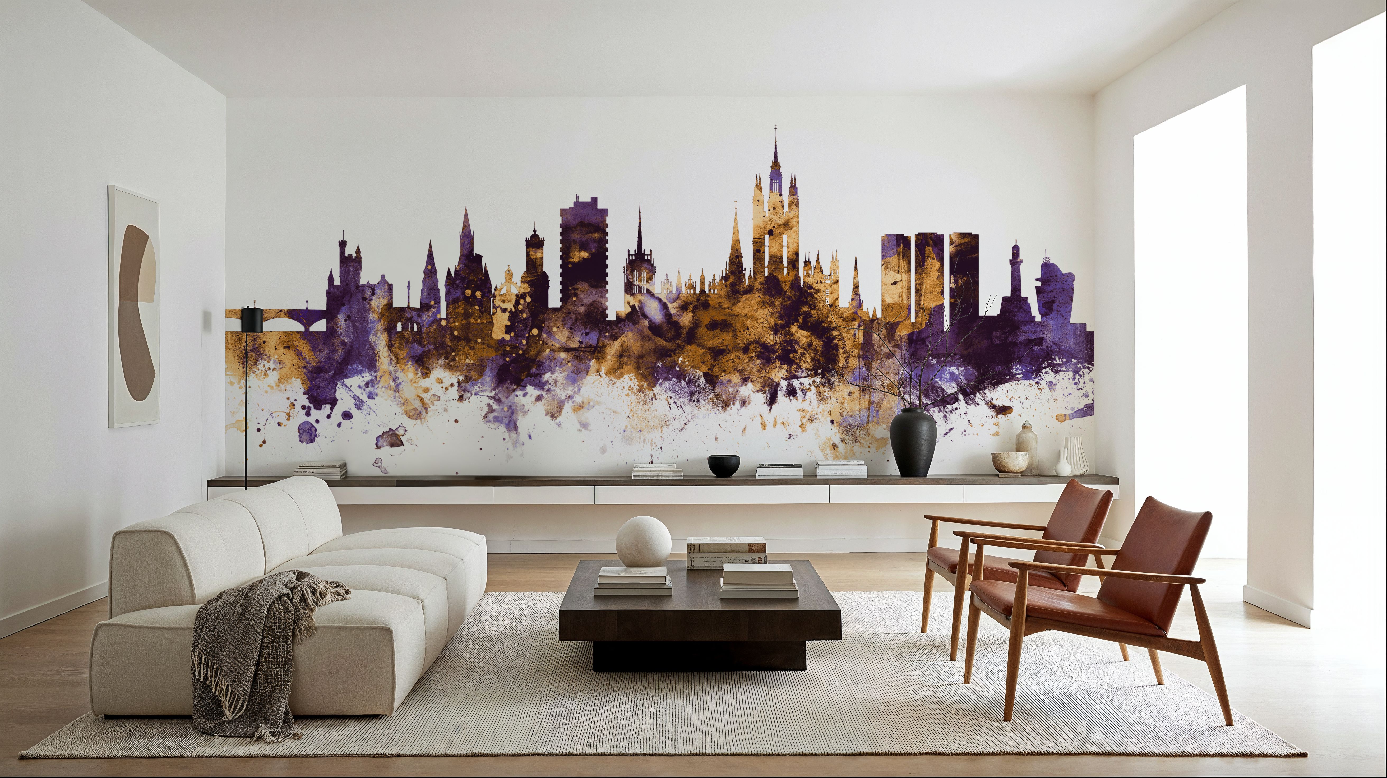 Aberdeen Scotland Skyline Purple & Gold