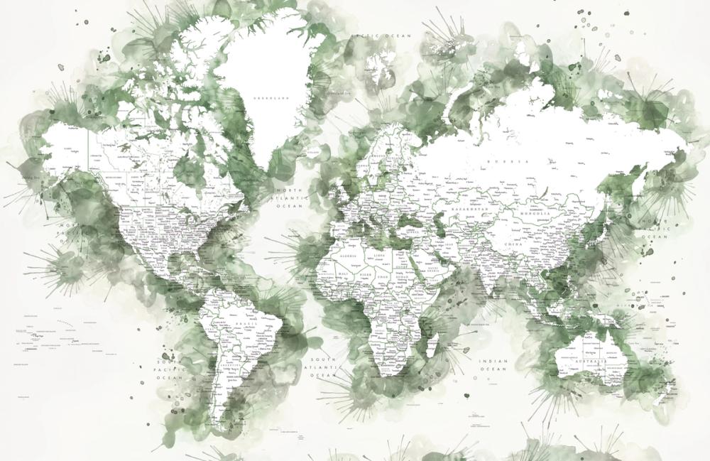 World Map Cities - Shawna