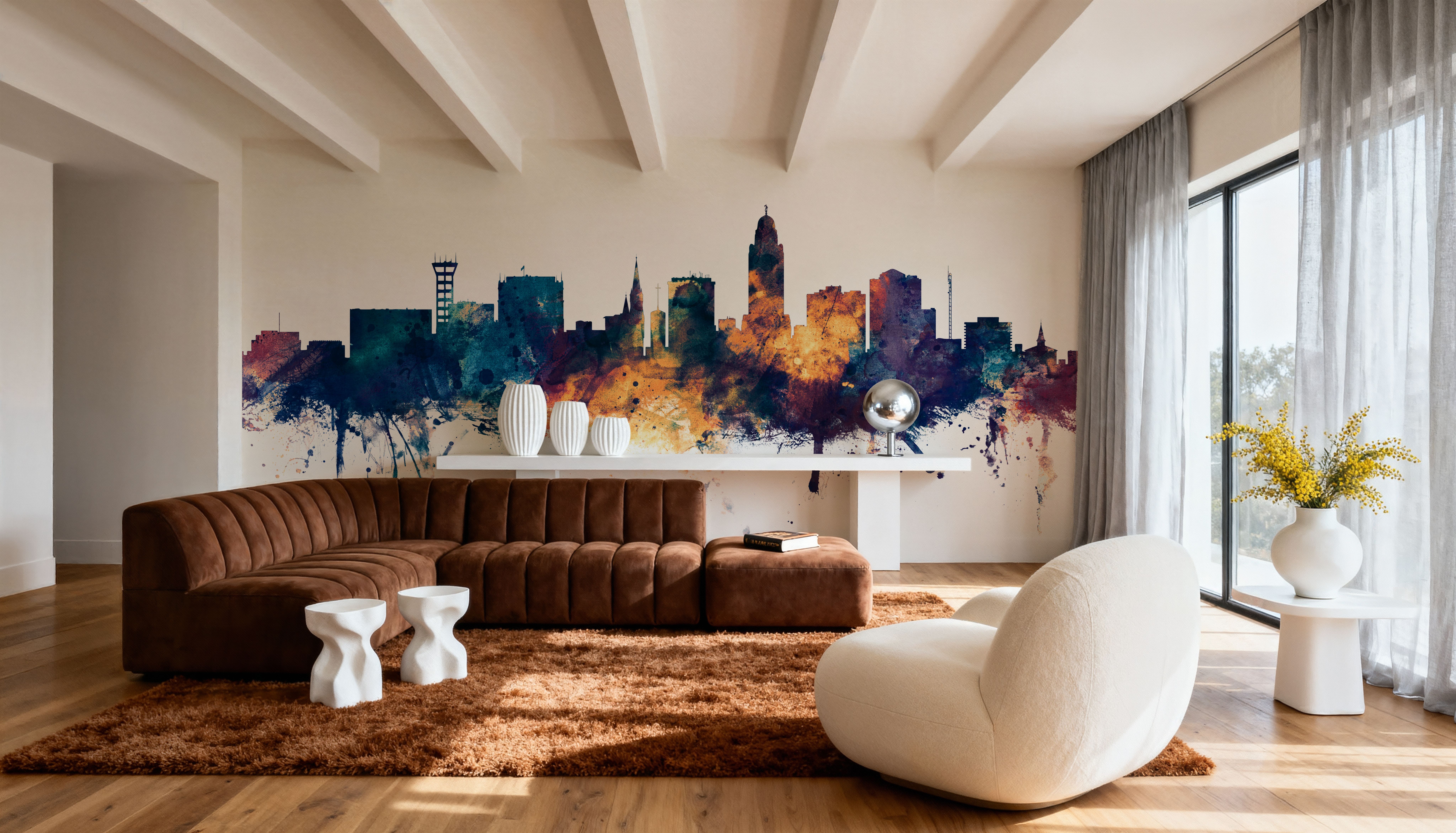 Lincoln Nebraska Skyline Blue & Bronze