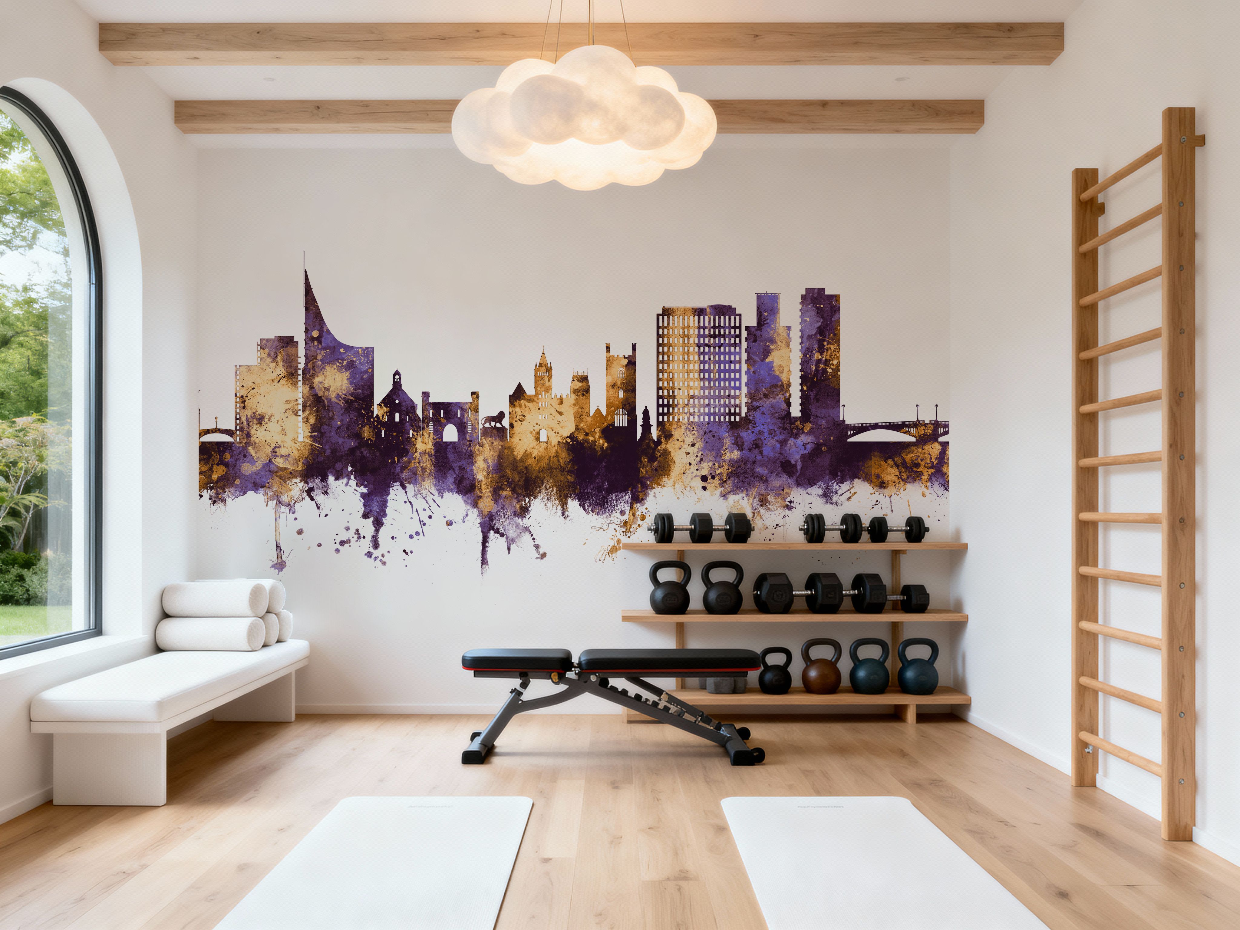 Reading England Skyline Purple & Gold