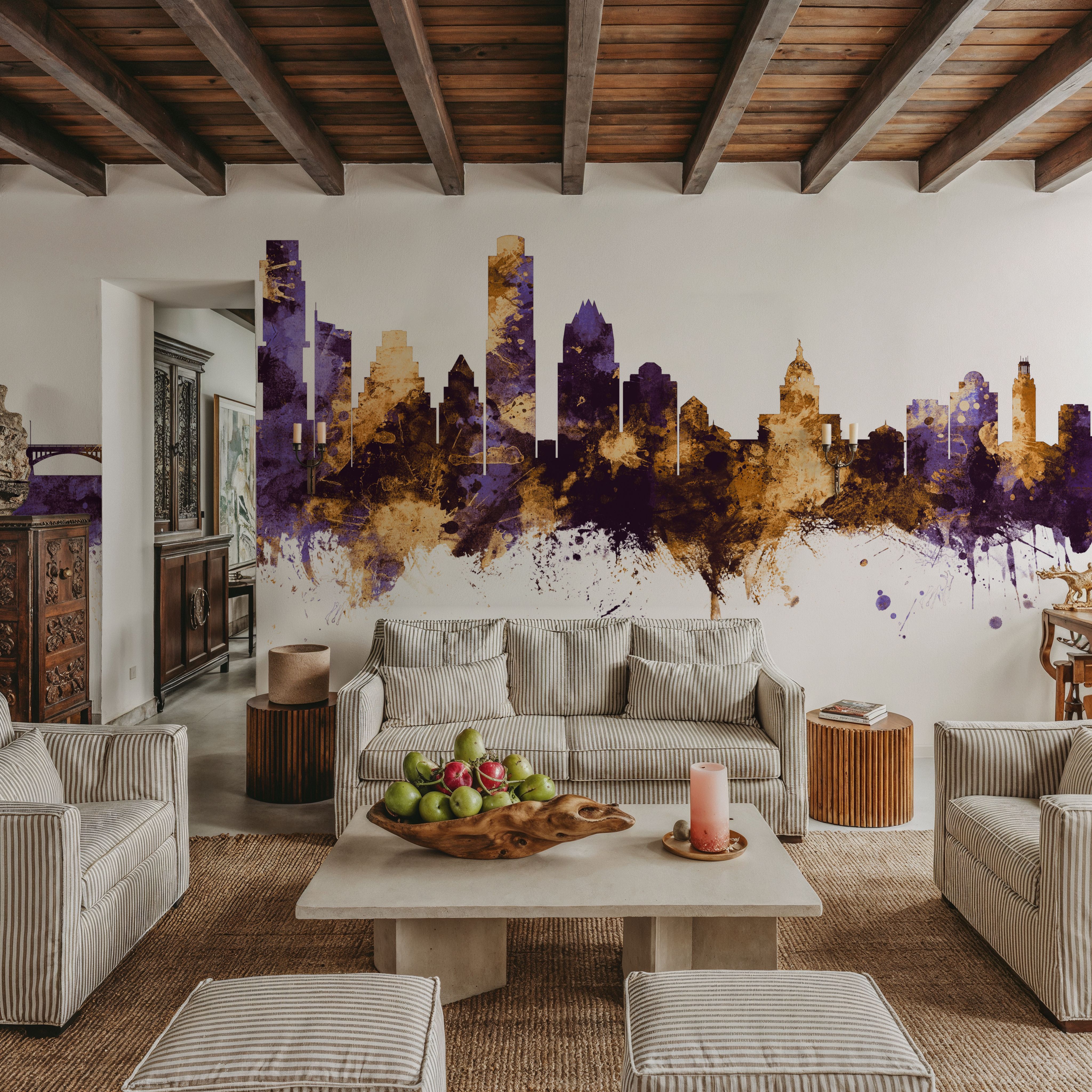 Austin Texas Skyline Purple & Gold