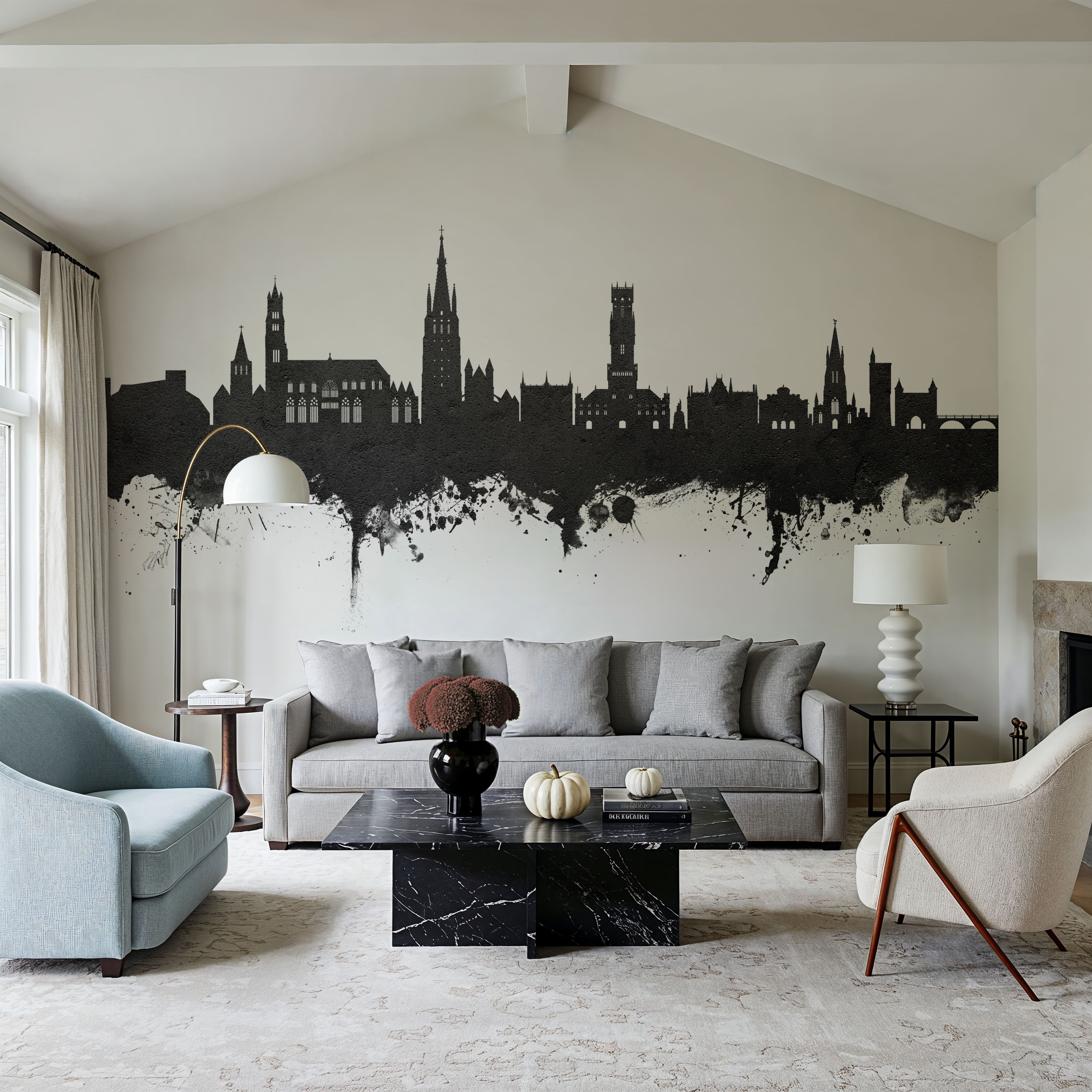 Bruges Belgium Skyline Black & White