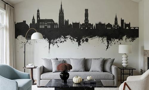 Bruges Belgium Skyline Black & White
