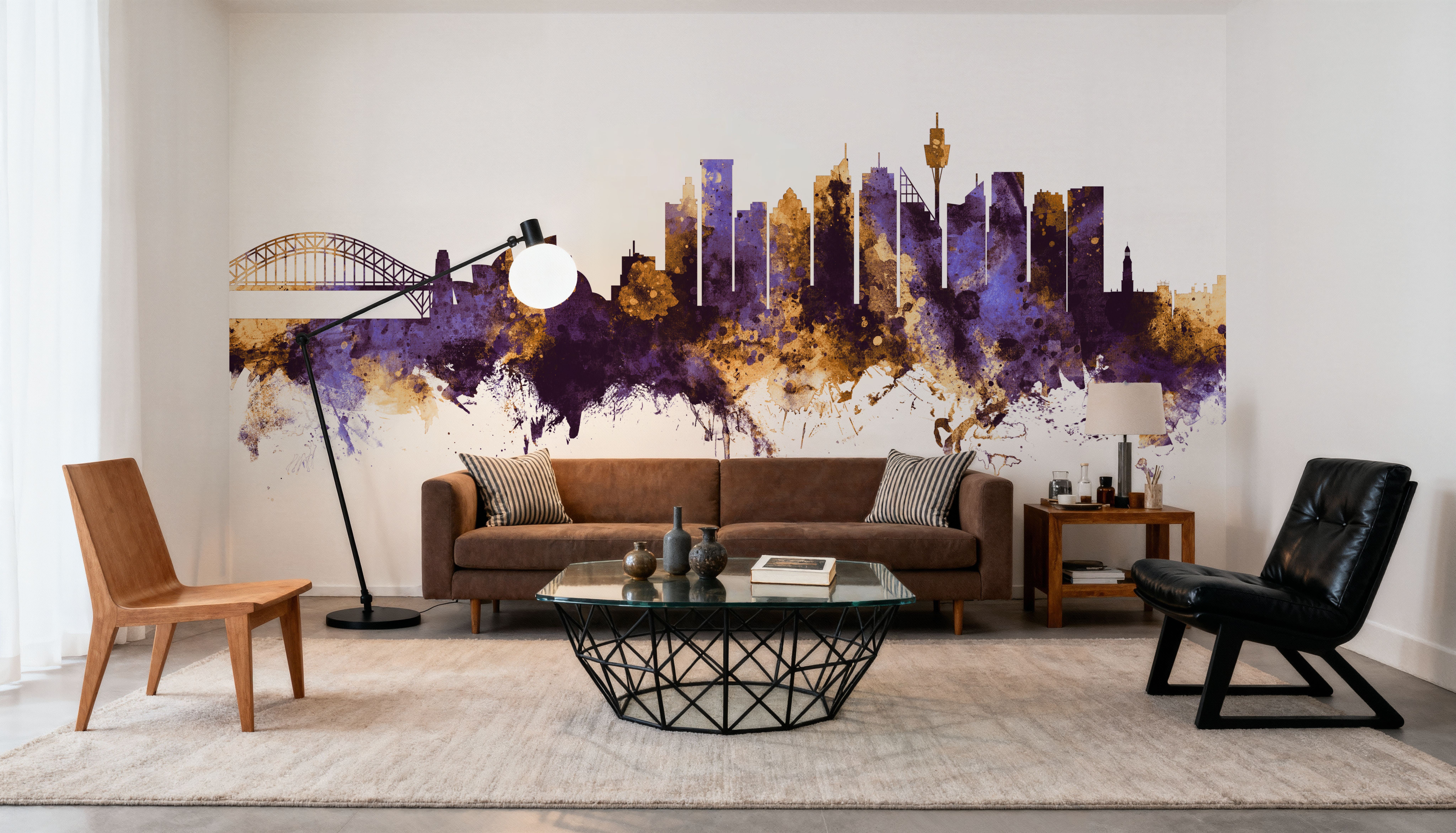 Sydney Australia Skyline Purple & Gold