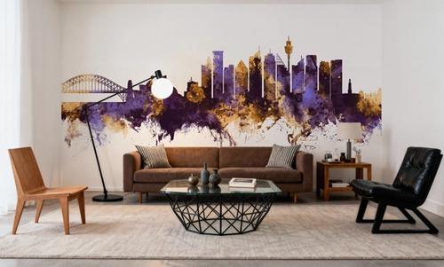Sydney Australia Skyline Purple & Gold