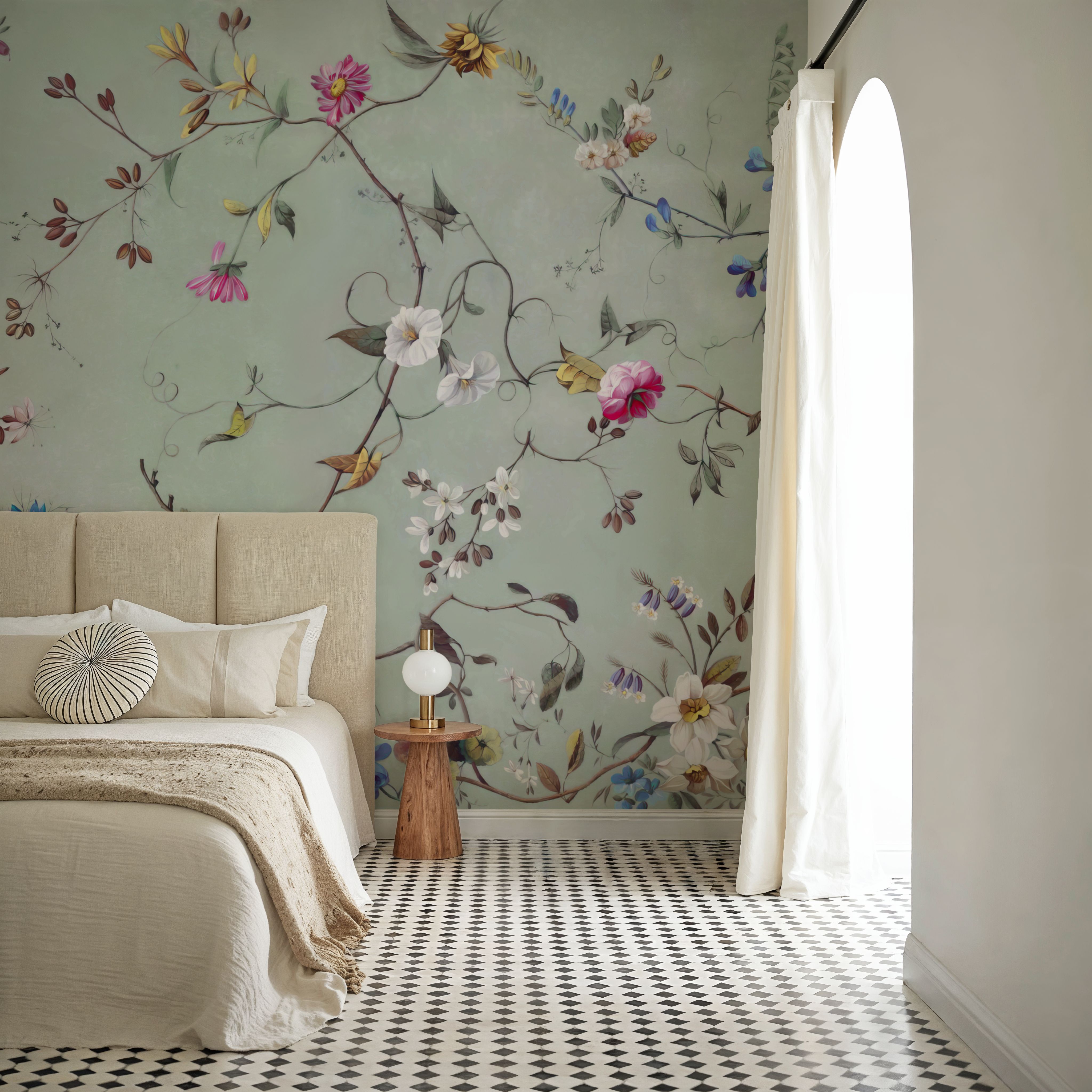 Floral Heaven, Vibrant on Sage