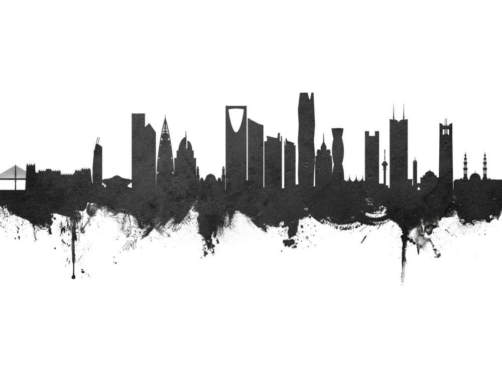 Riyadh Saudi Arabia Skyline Black & White