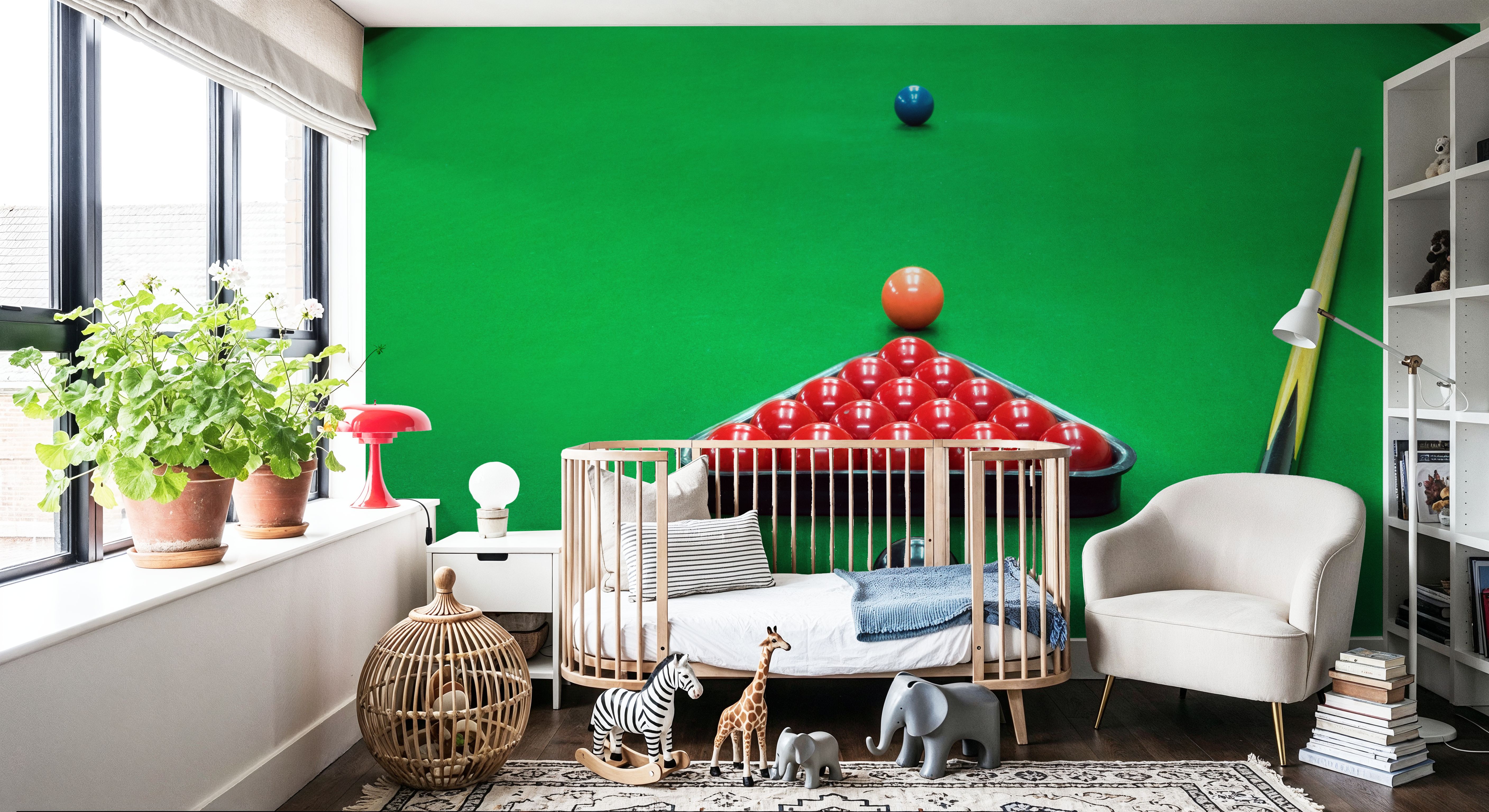 Wall Mural - Snooker Break - Hobbies Sports mural wallpaper - Green - Bedroom - Wallism US - Premium, Textured or Peel & Stick