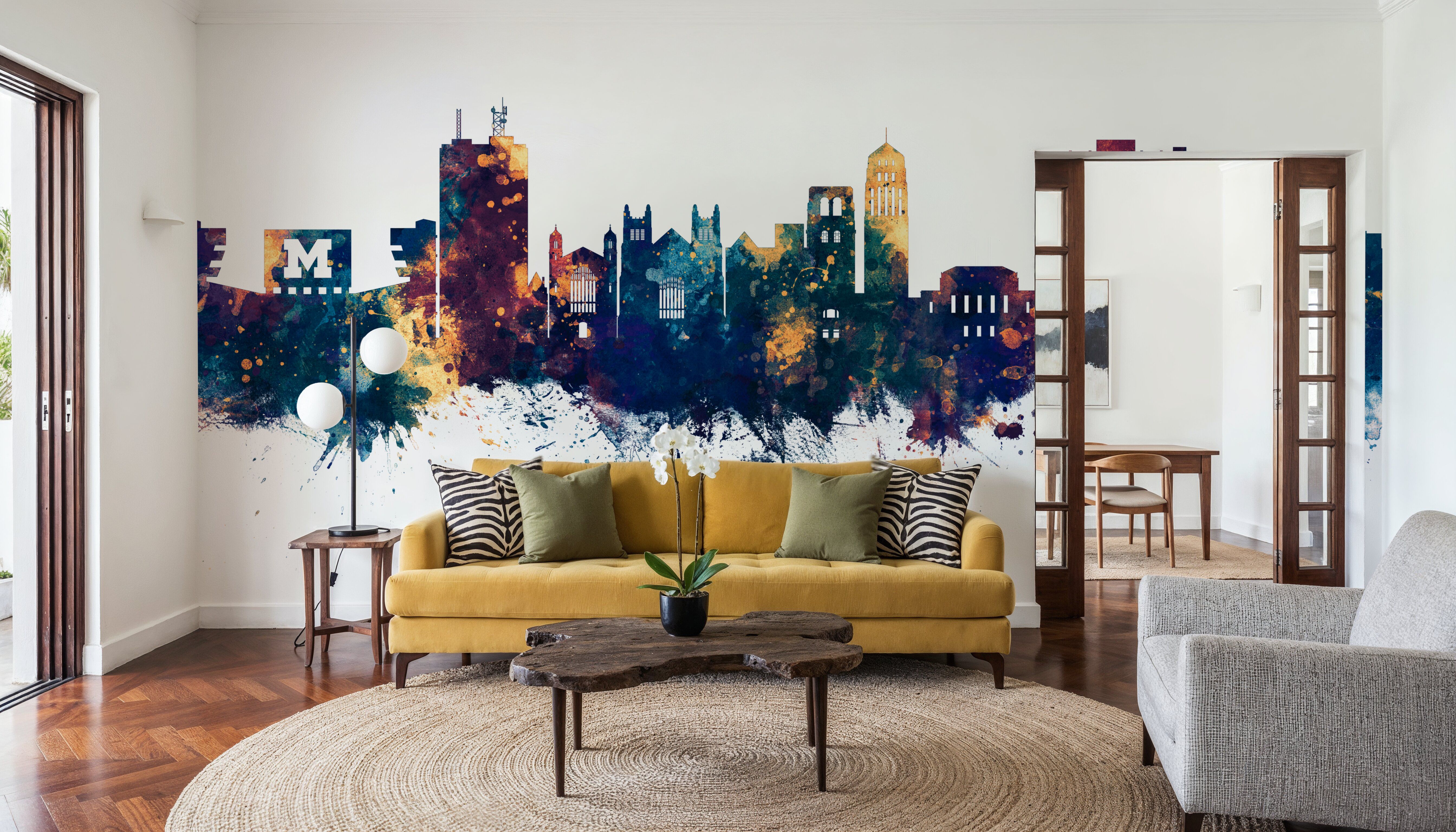 Ann Arbor Michigan Skyline Blue & Bronze