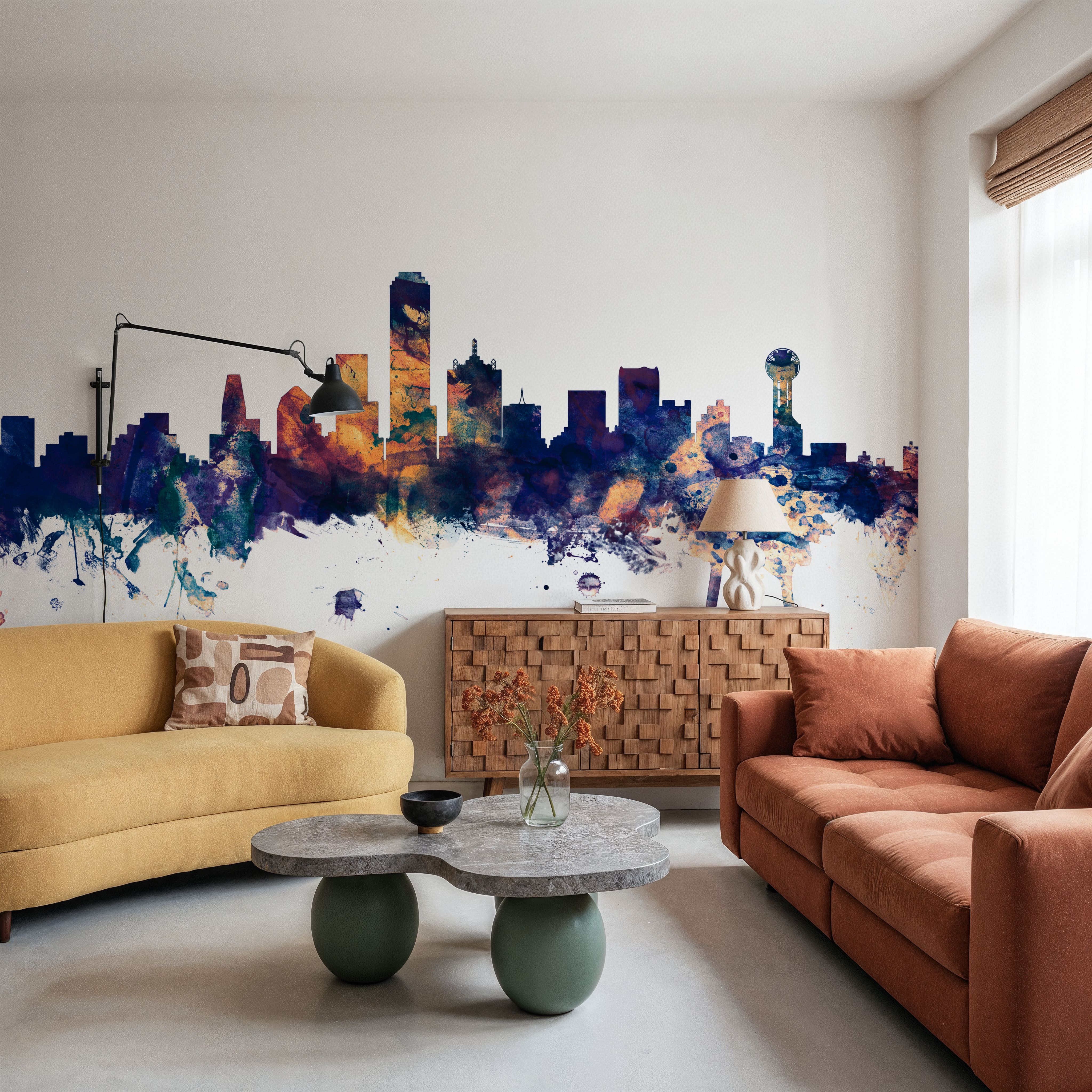 Dallas Skyline Blue & Bronze