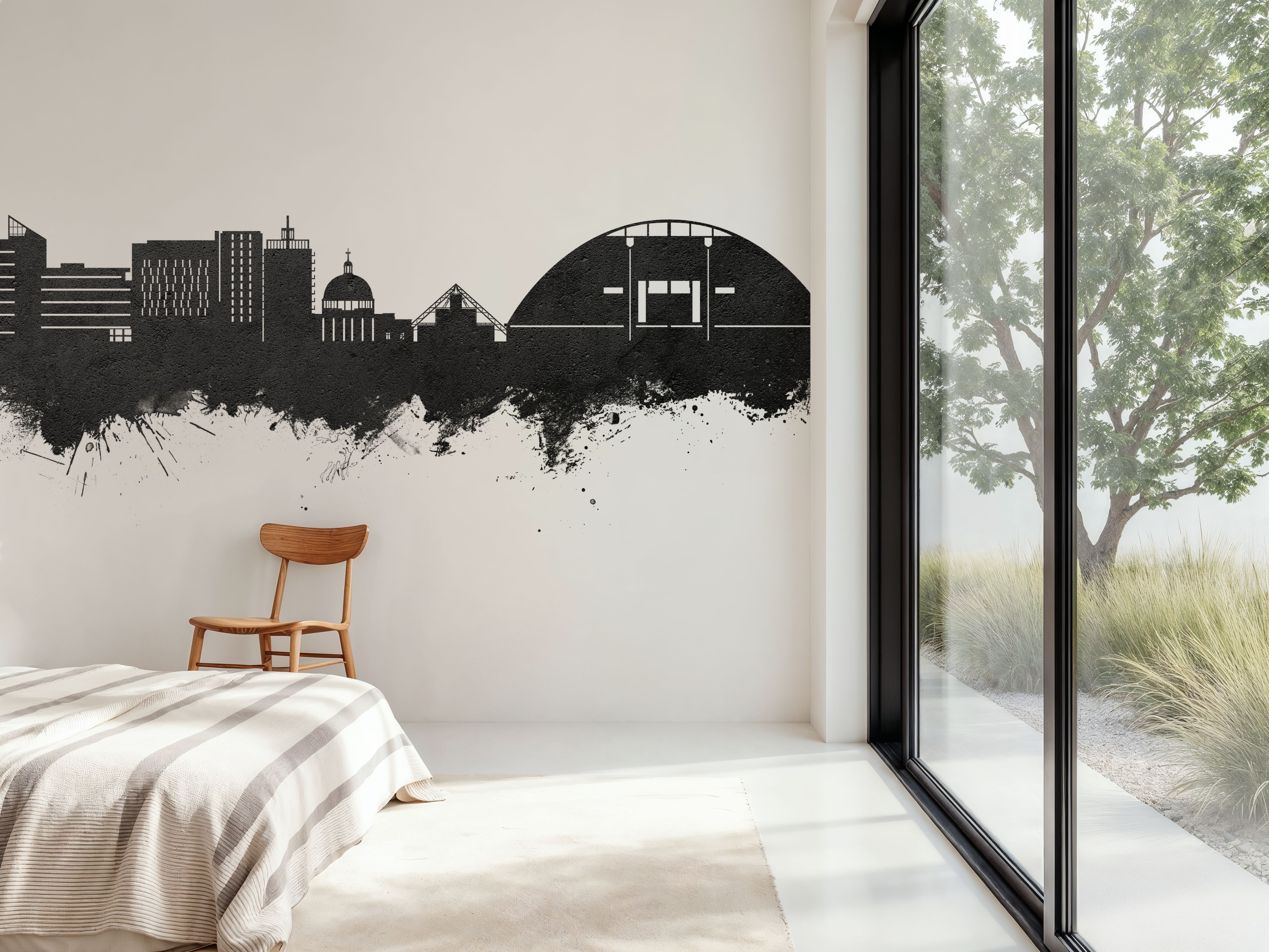 Milton Keynes England Skyline Black & White