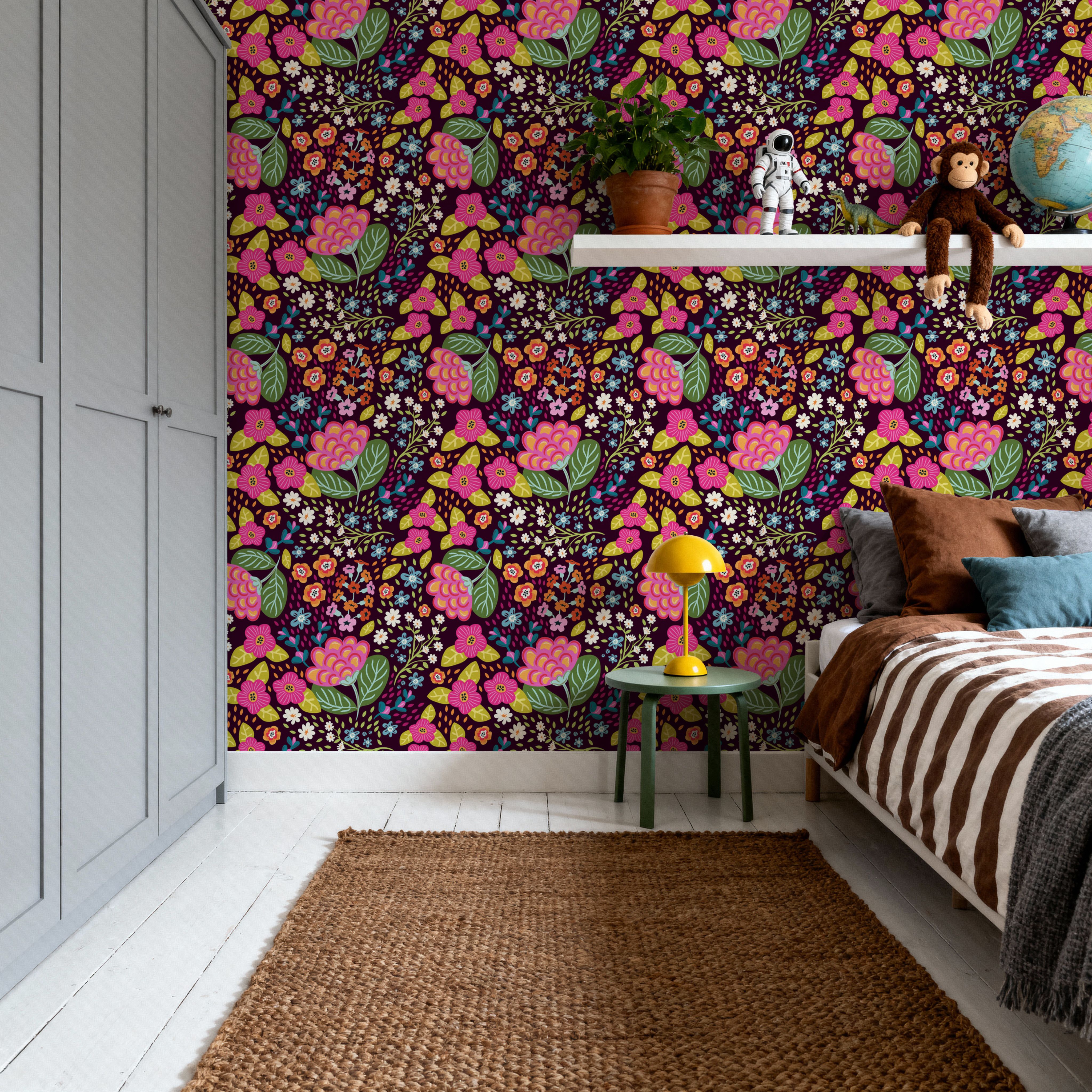 Happy Flowers, Mulberry, Carte da parati