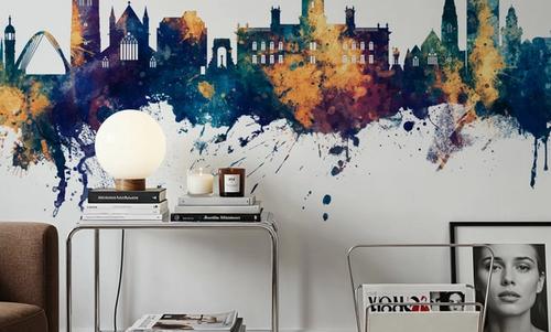 Bolton England Skyline Blue & Bronze