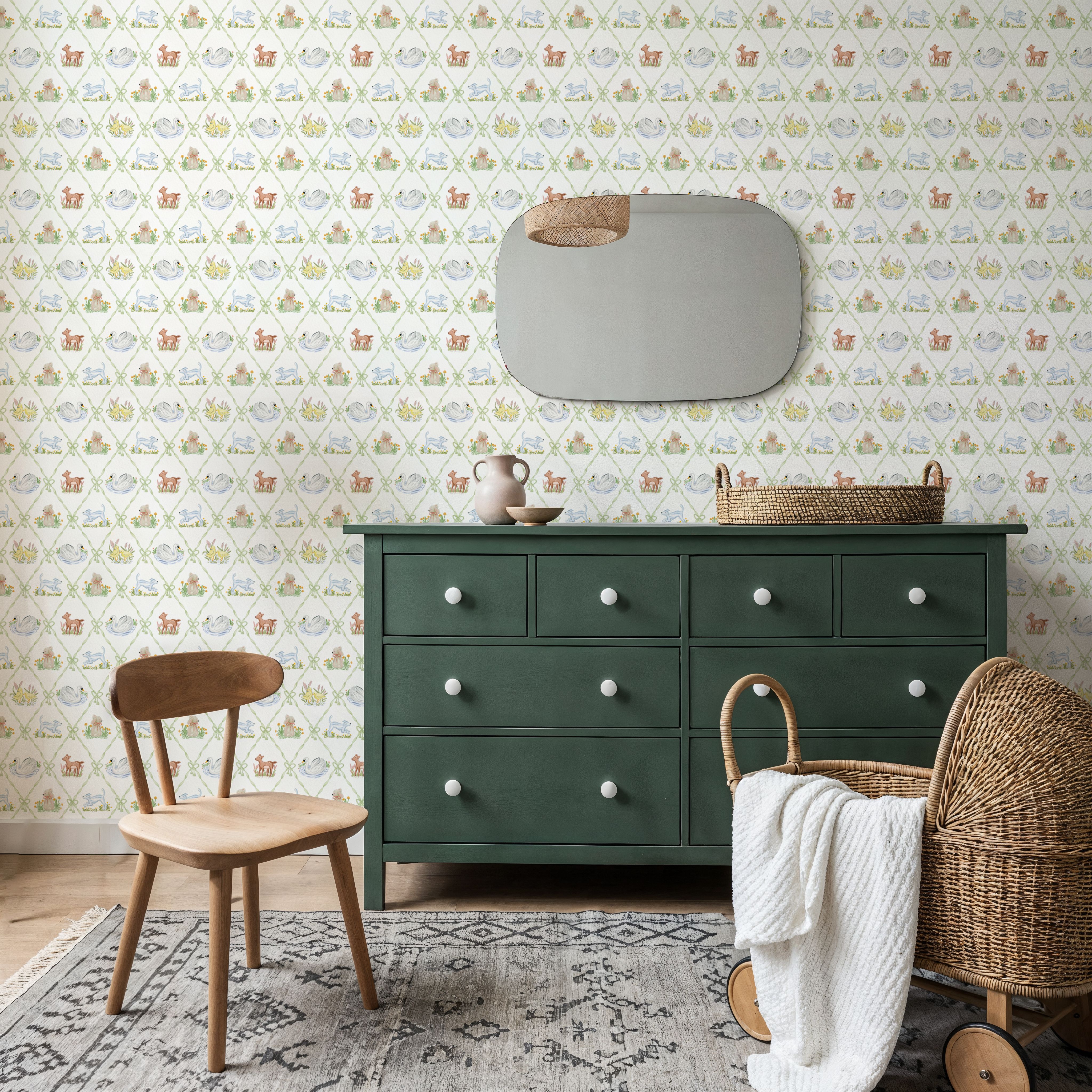 Farm Animals Argyle, Light Green