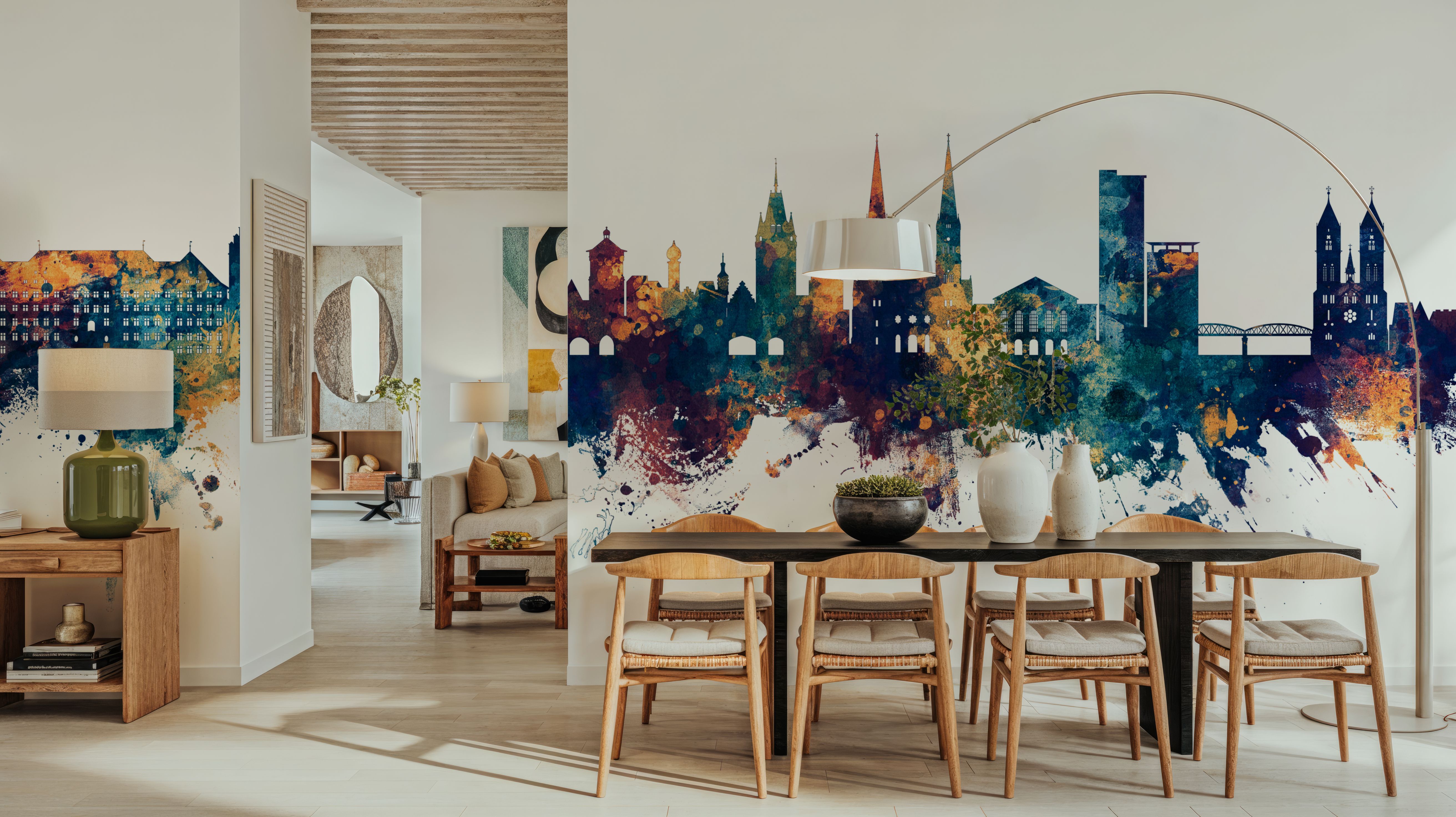 Freiburg Germnay Skyline Blue & Bronze, Wallpaper