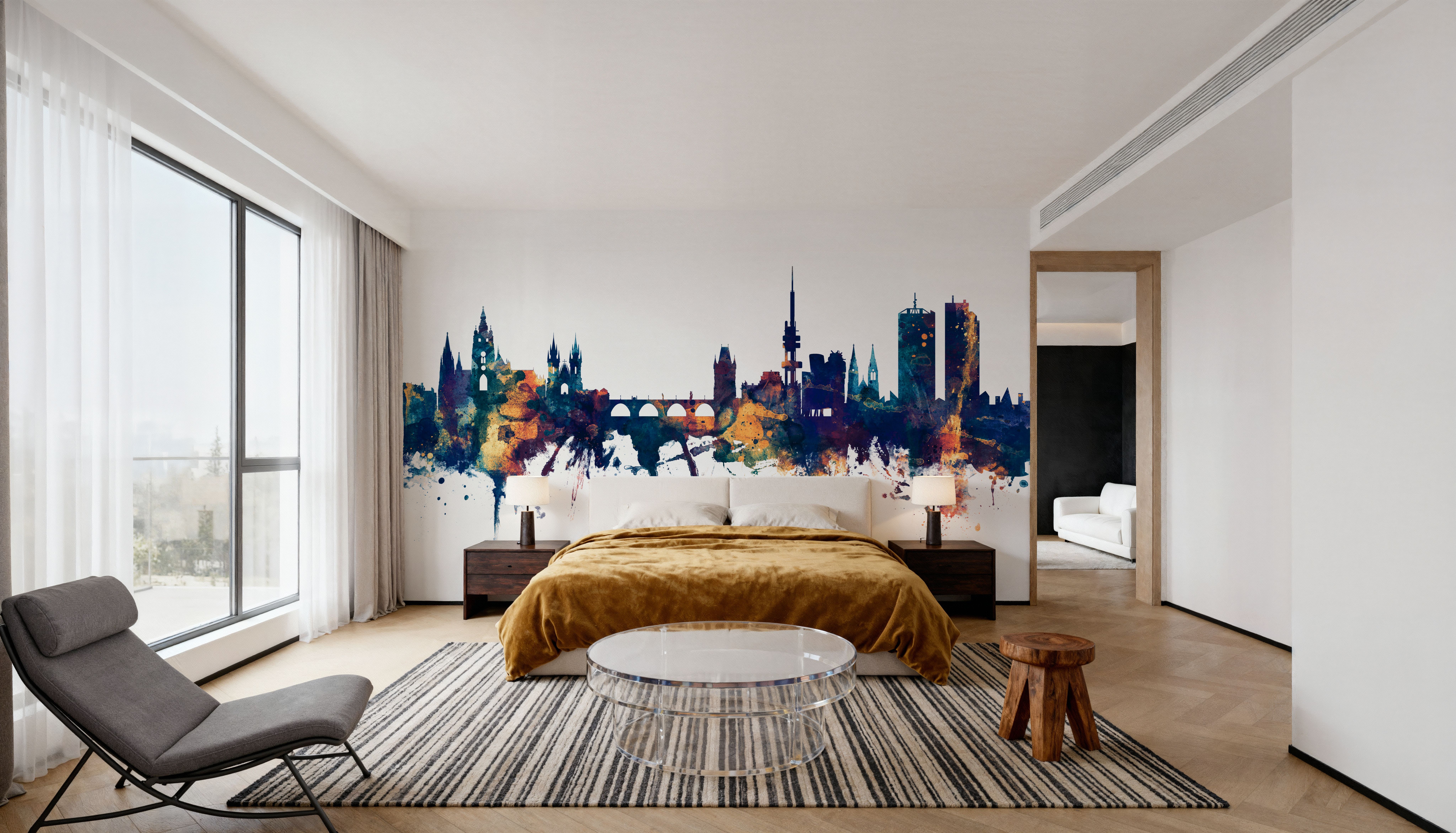 Prague (Praha) Czech Republic Skyline Blue & Bronze