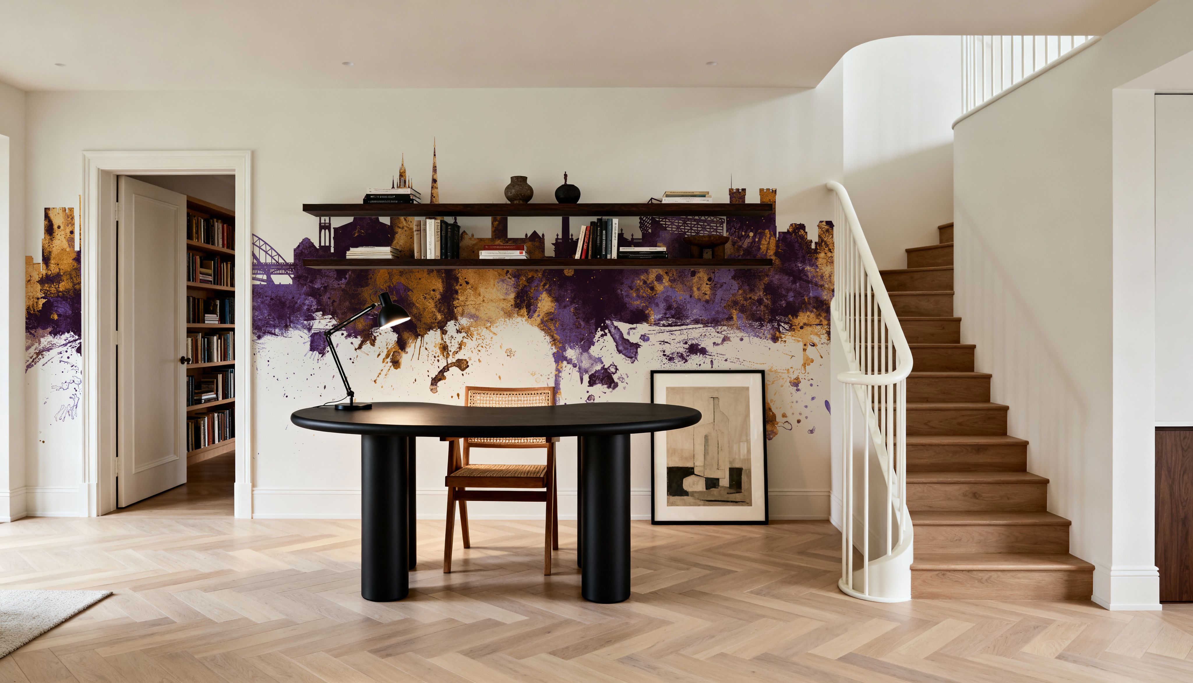 Newcastle England Skyline Purple & Gold