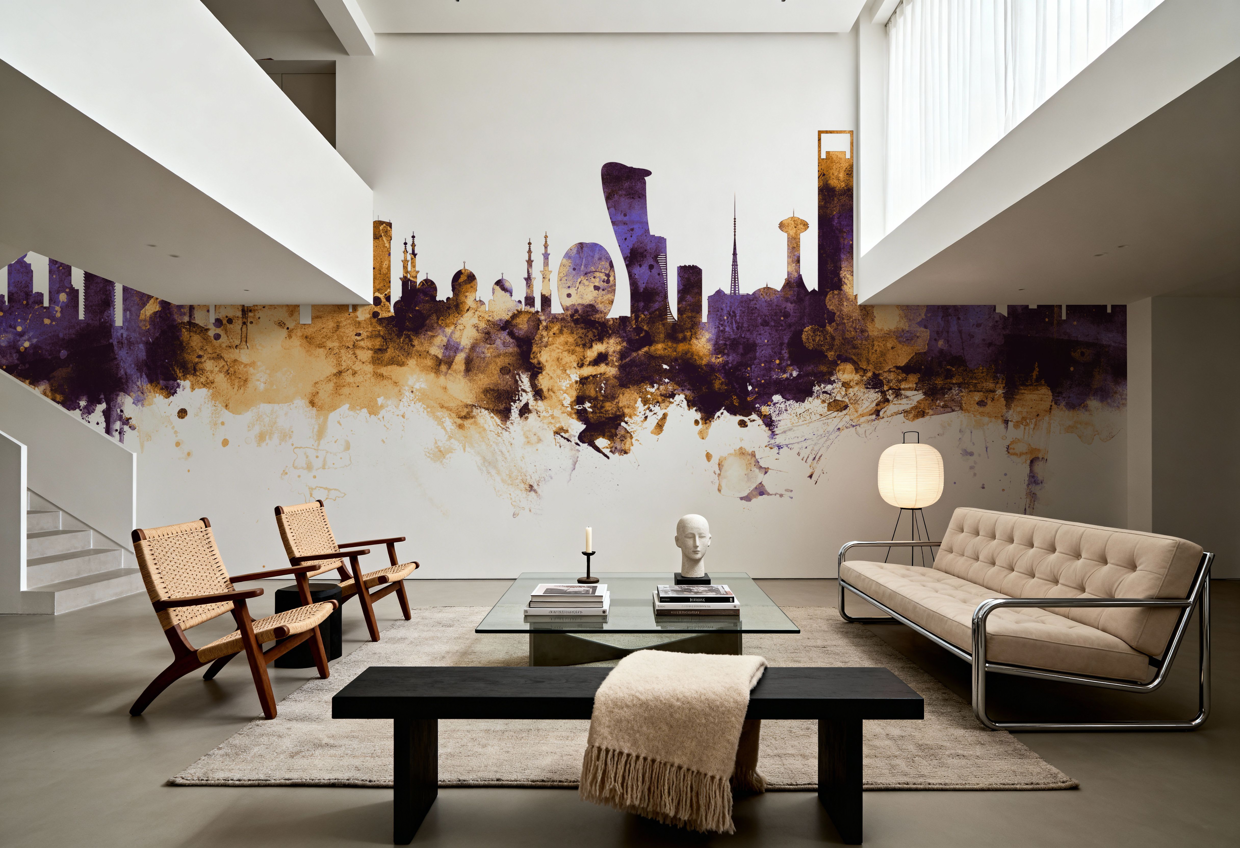 Abu Dhabi Skyline Purple & Gold