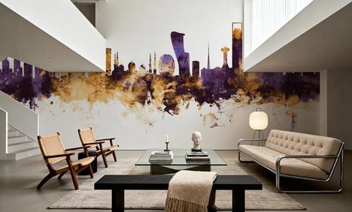 Abu Dhabi Skyline Purple & Gold