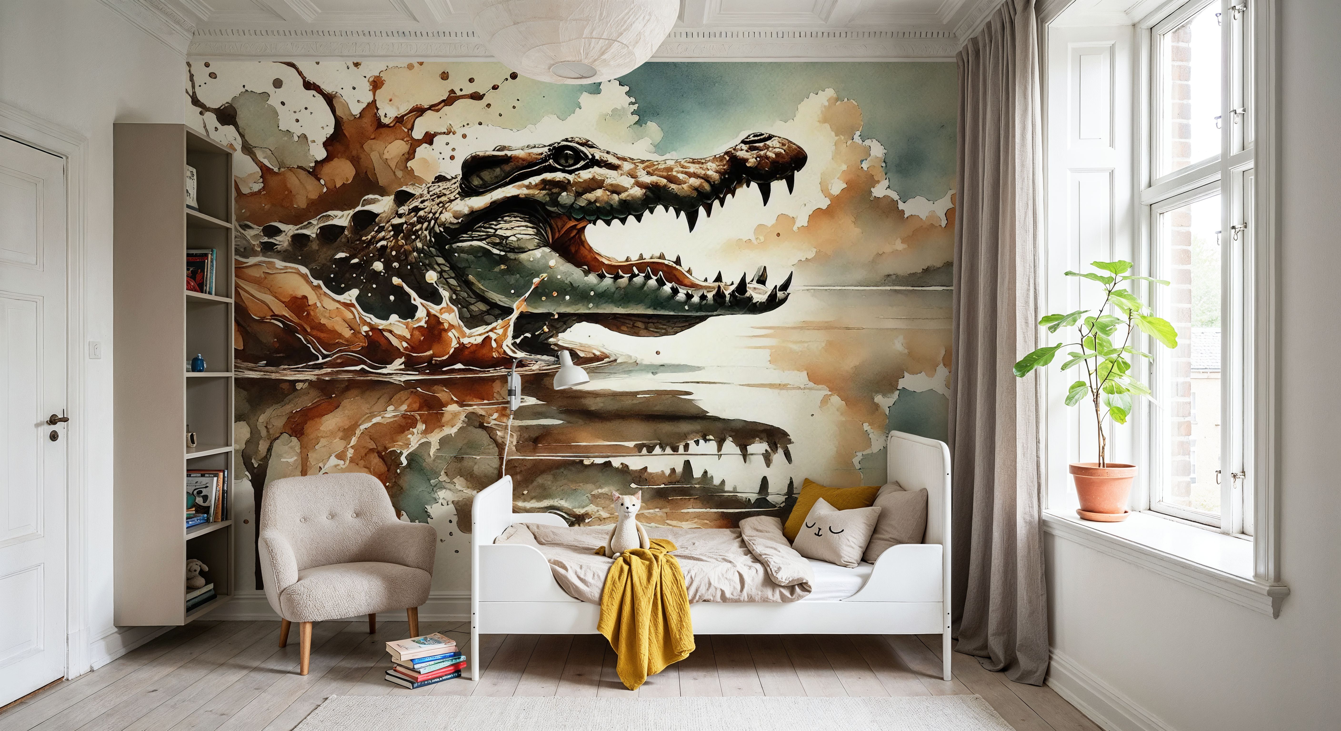 Fierce Crocodile Splash, Wallpaper