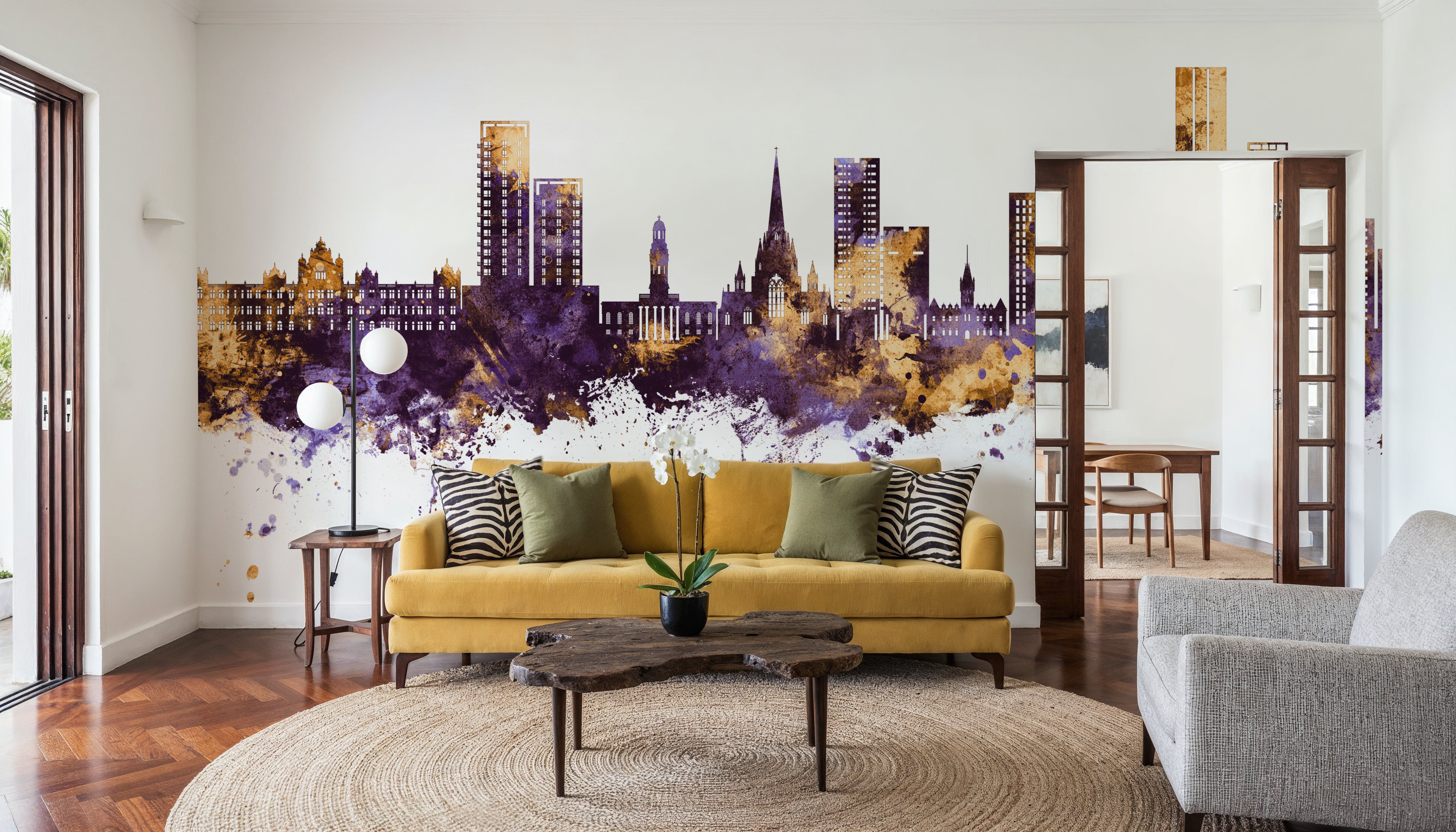 Salford England Skyline Purple & Gold