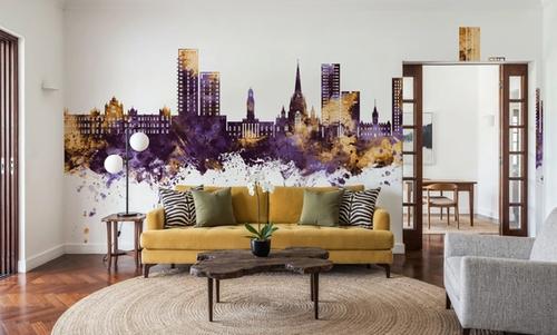 Salford England Skyline Purple & Gold
