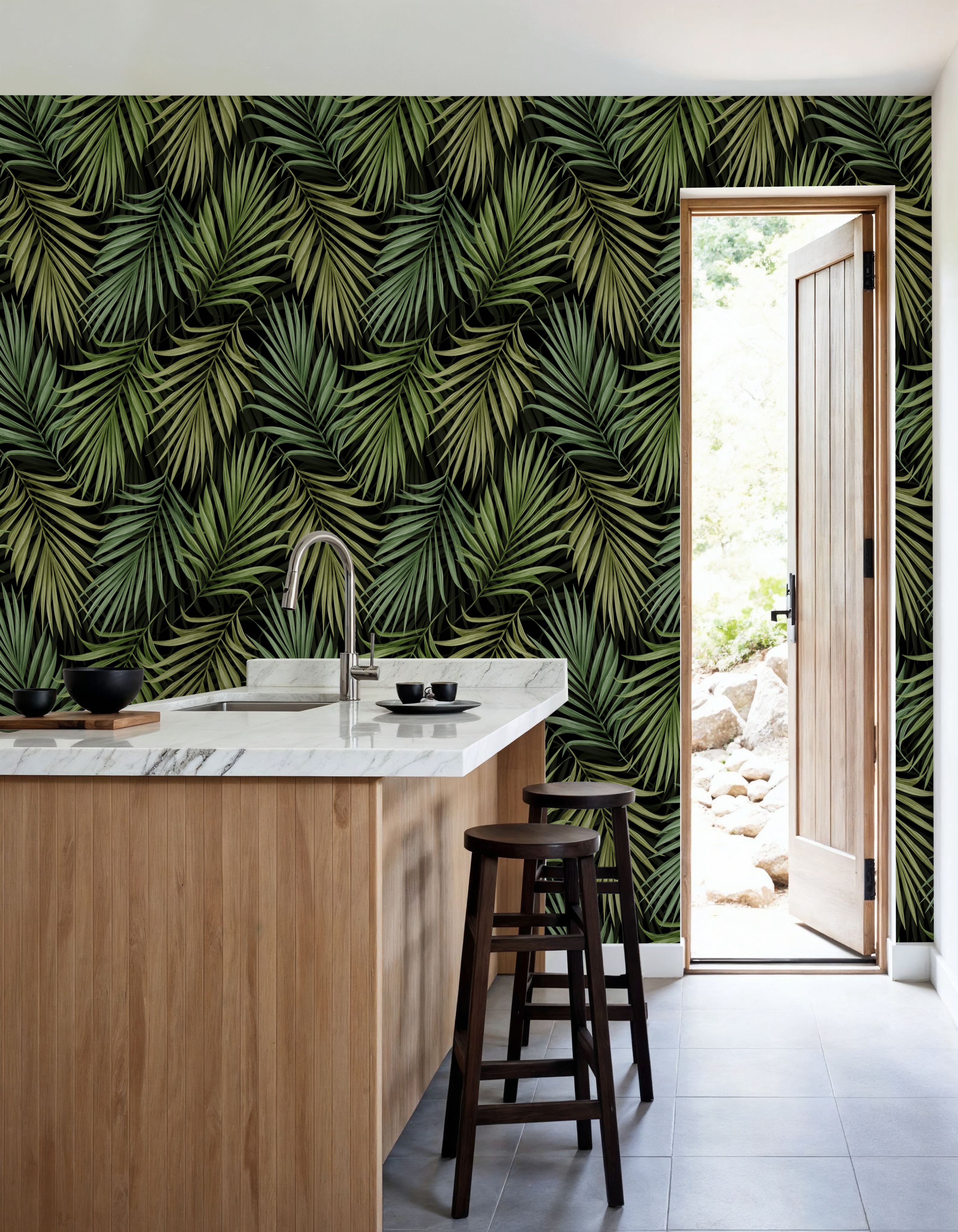 Bright Palms Pattern, Lush Green