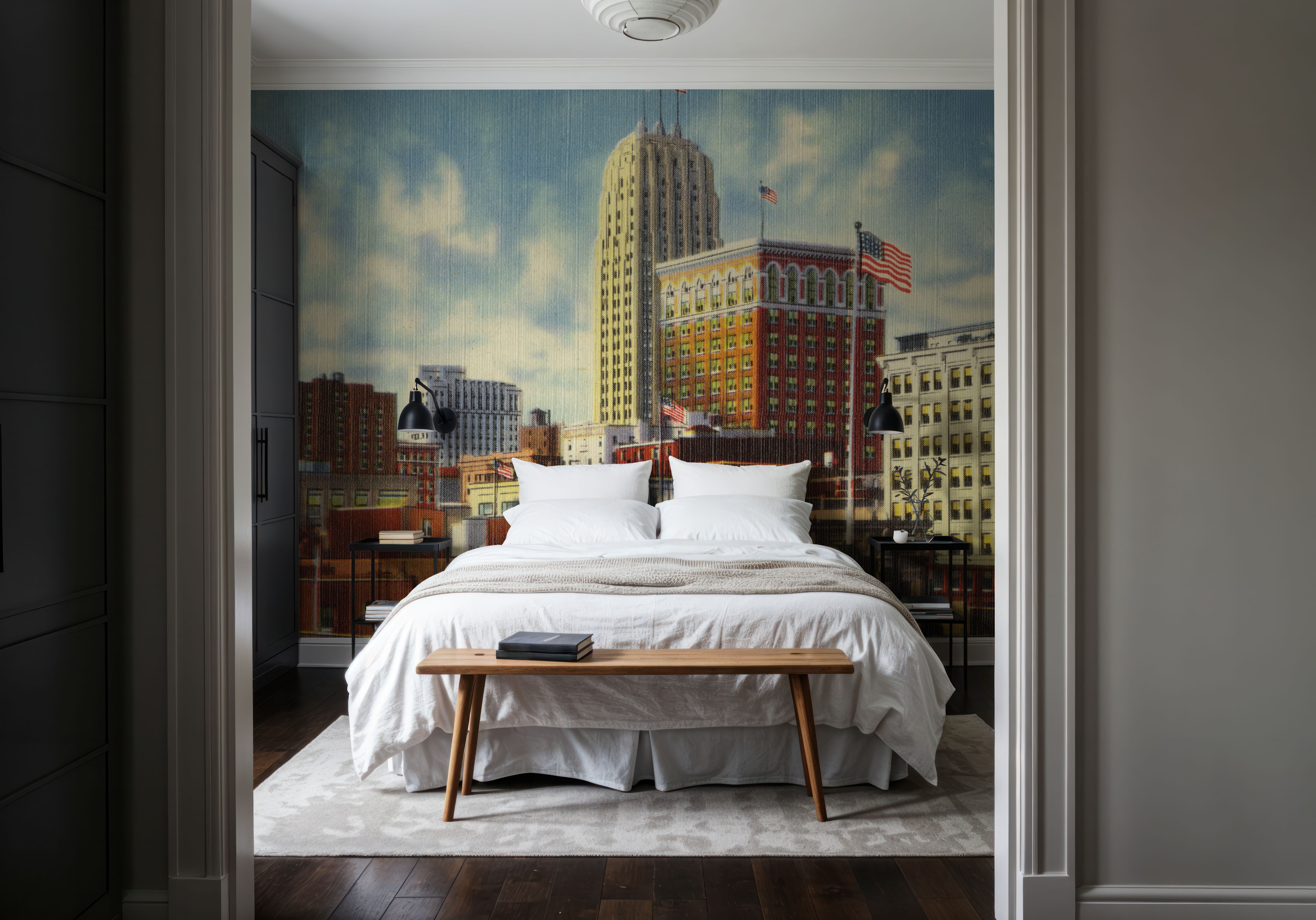 Greetings from Downtown - Screenprint Postcard, Wallpaper