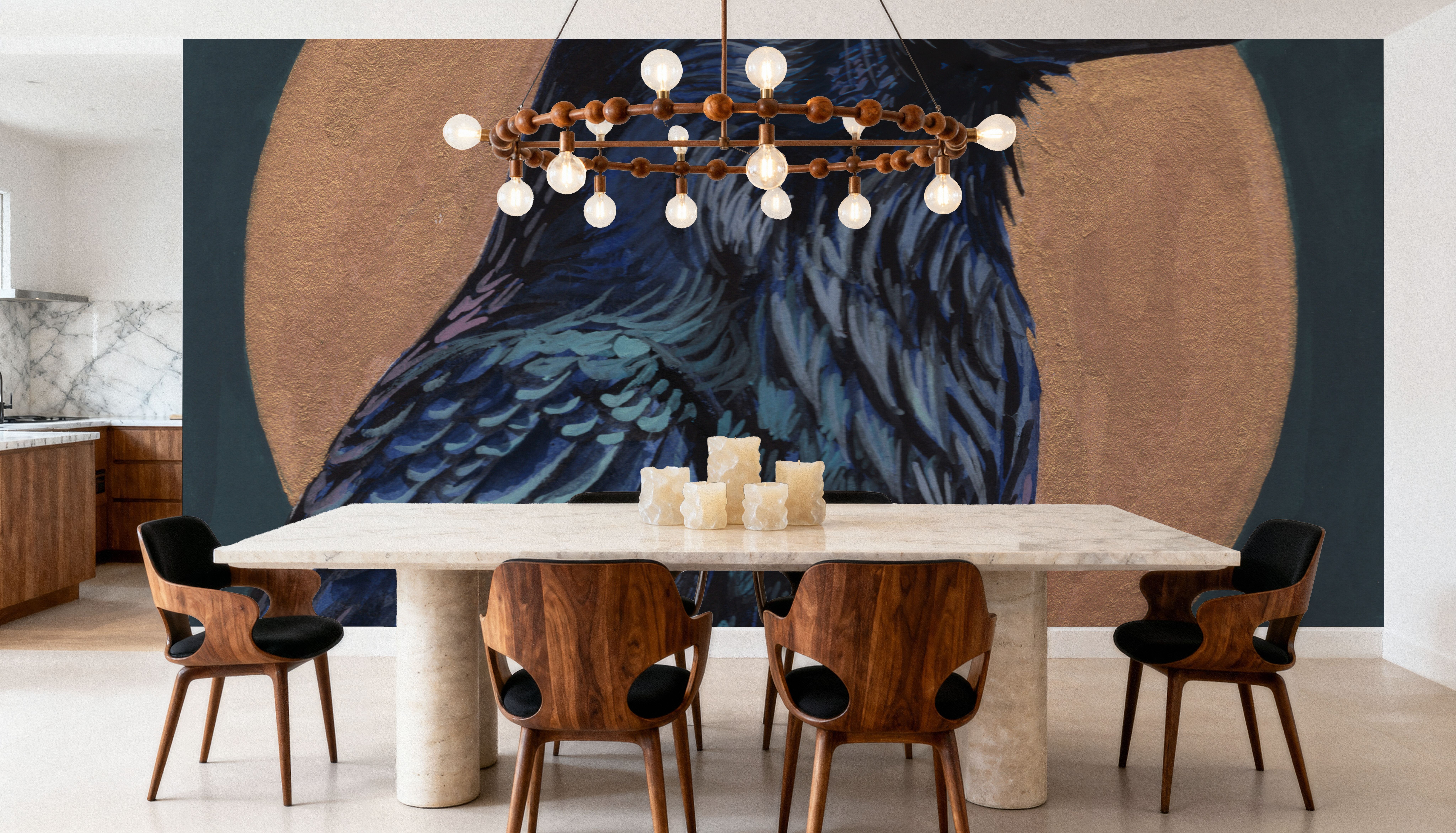 Crow By Golden Moon, Wallpaper