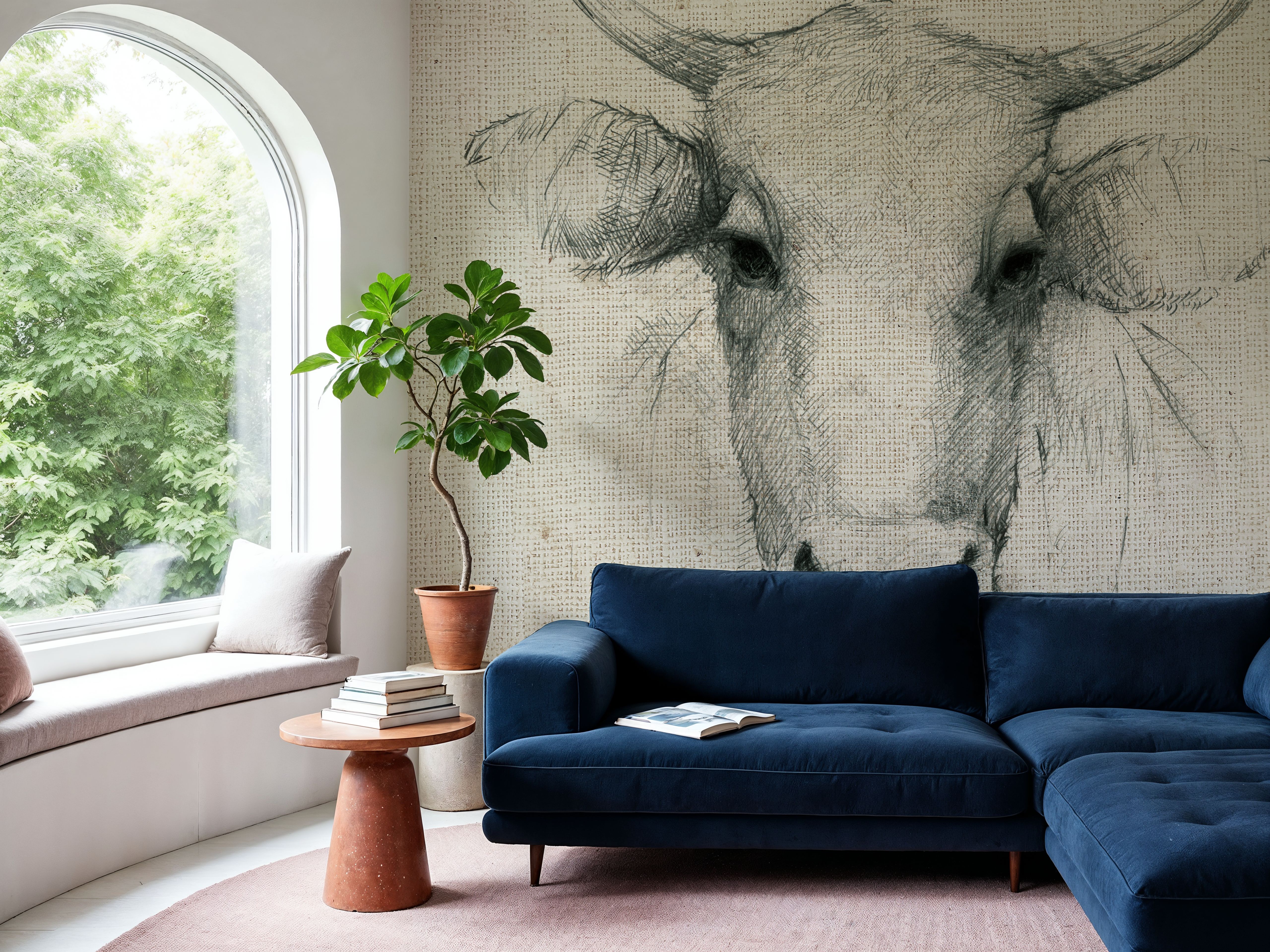 Cow Sketch on Burlap