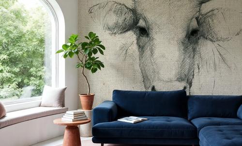 Cow Sketch on Burlap
