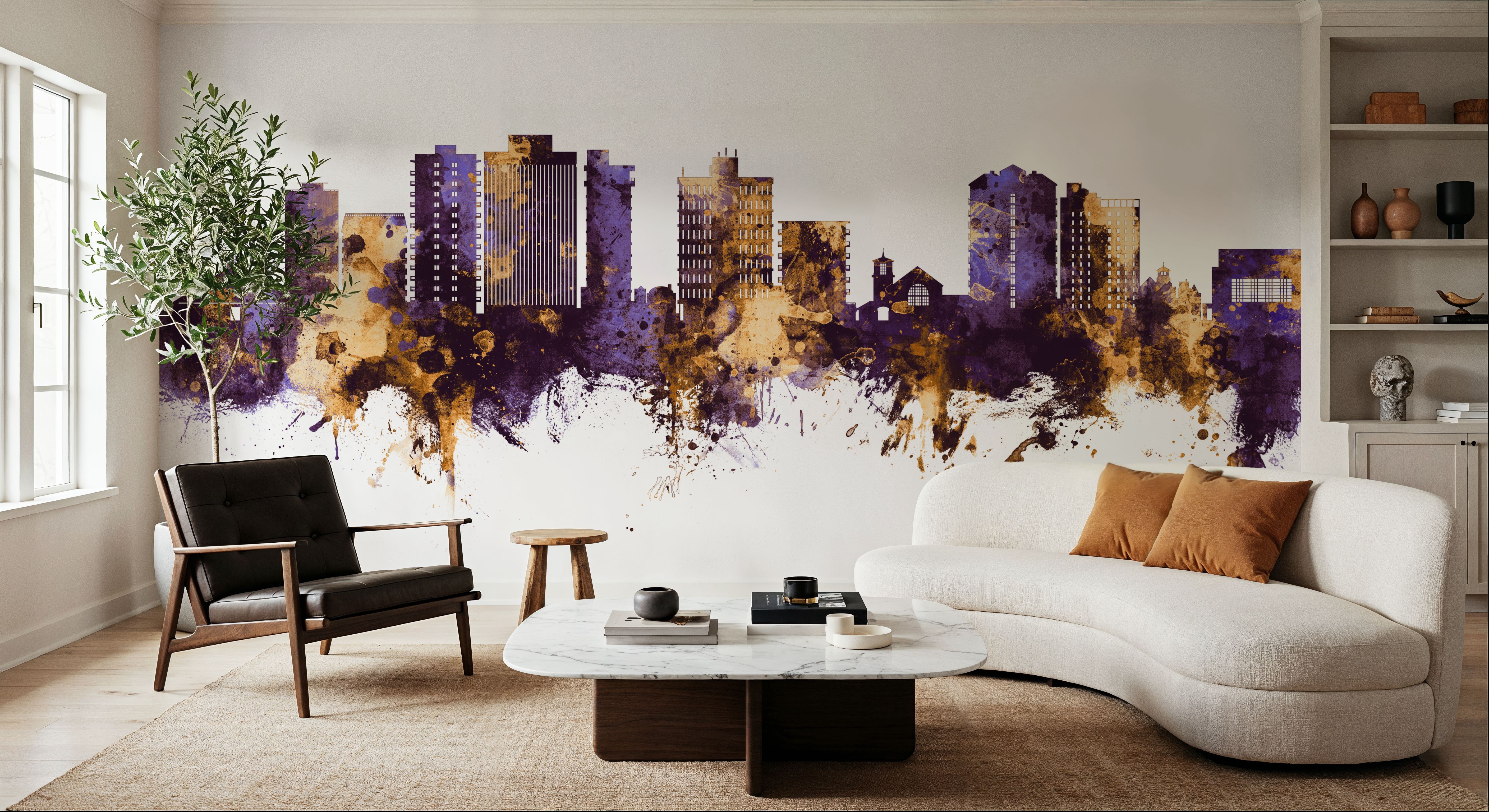 San Mateo California Skyline Purple & Gold