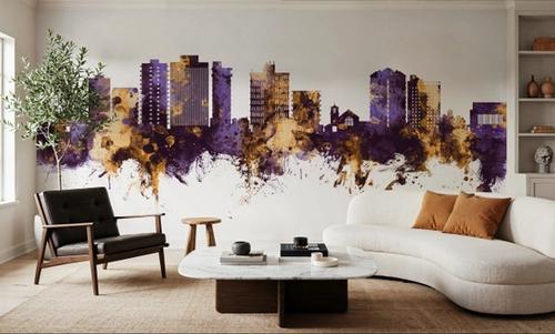 San Mateo California Skyline Purple & Gold