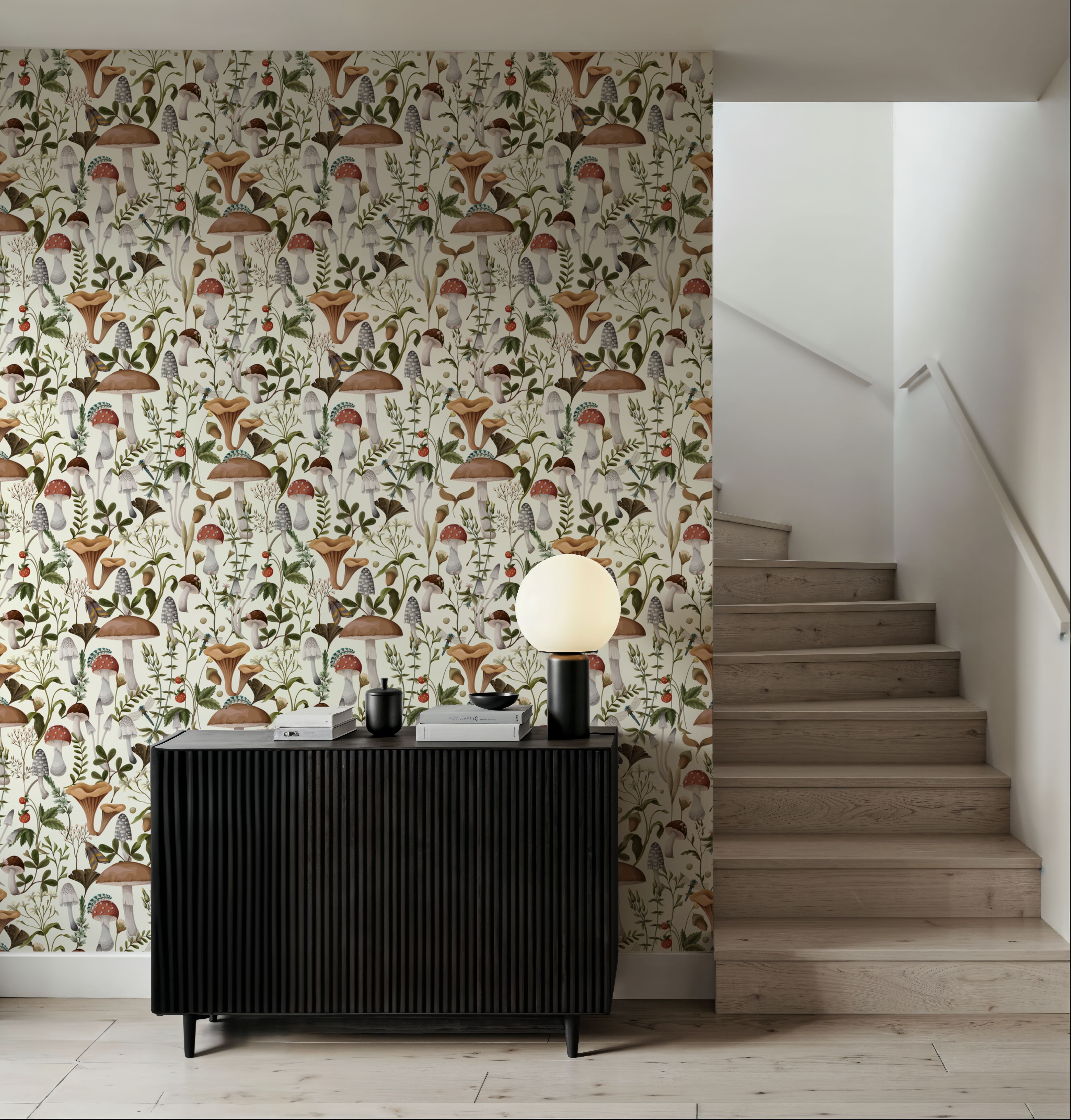 Forest Mushrooms, Light, Wallpaper