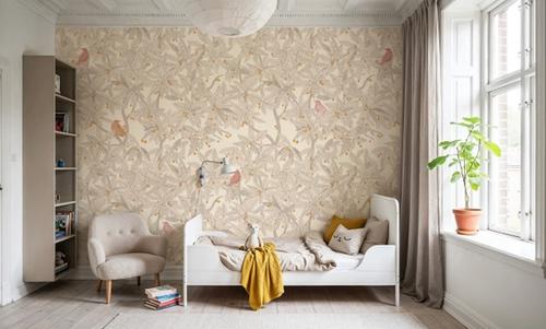 Cherry Tree Birds, Beige