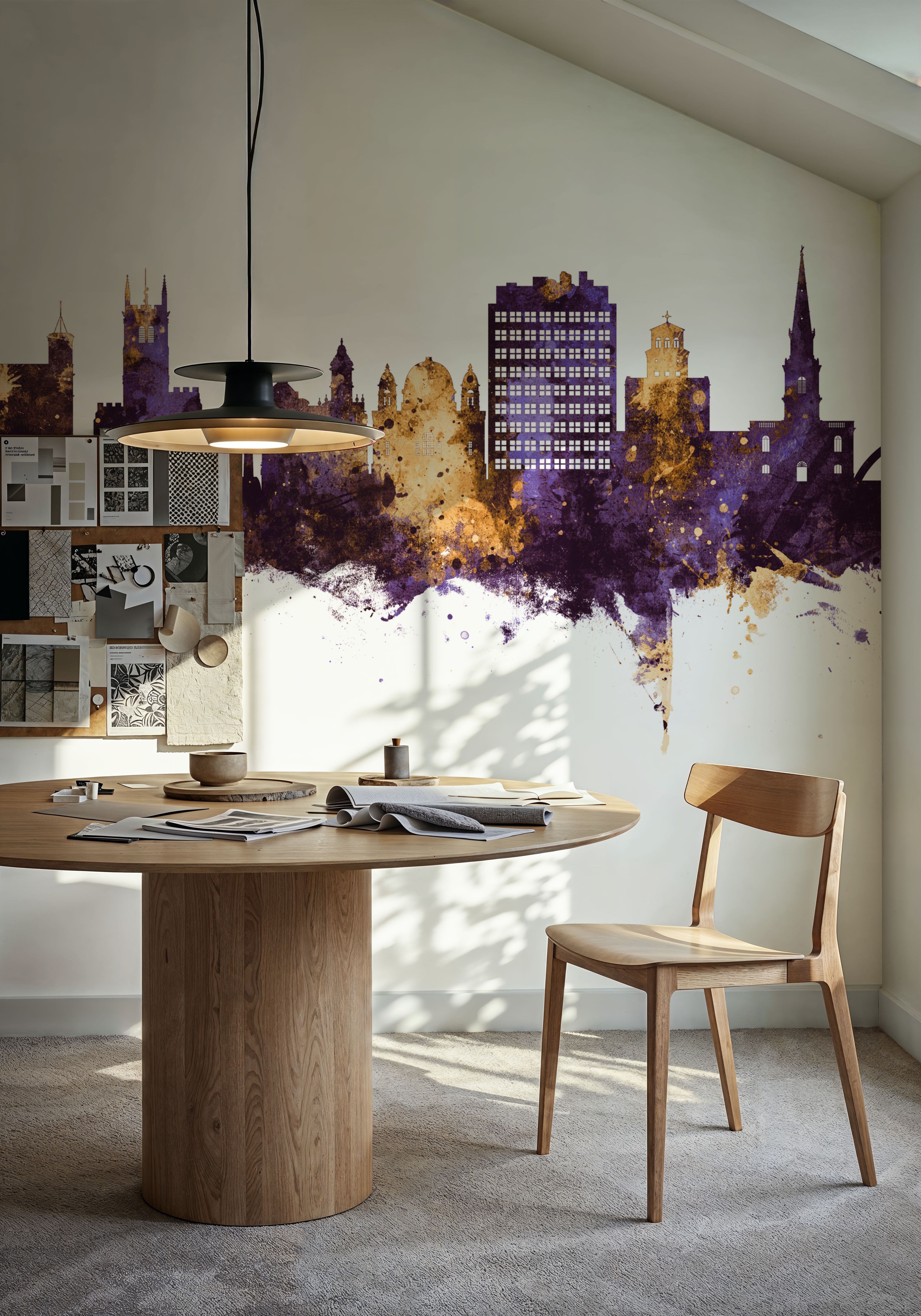 Wolverhampton England Skyline Purple & Gold