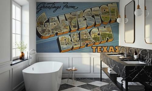 Greetings from Galveston Beach - Screenprint Postcard