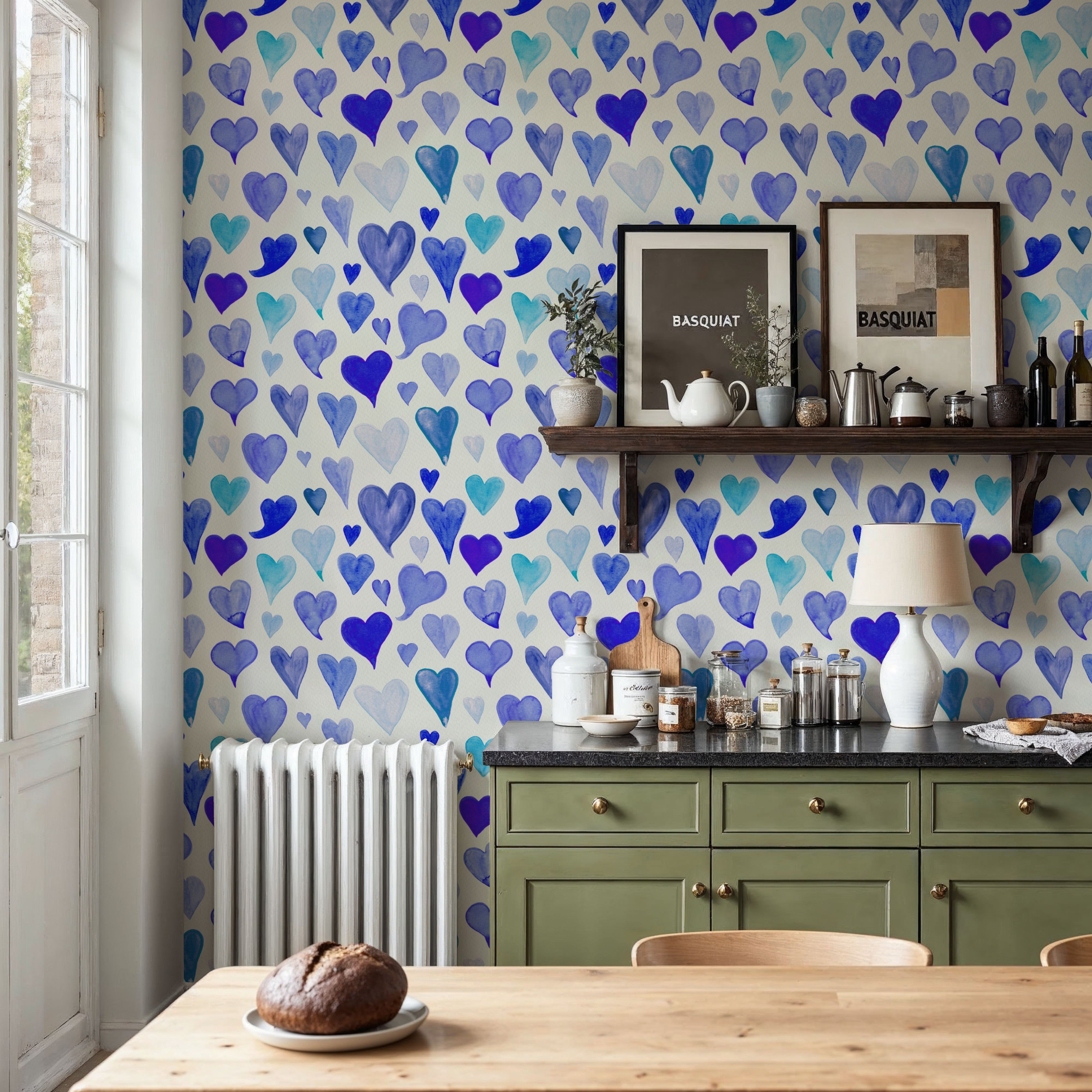 Blue Painted Hearts