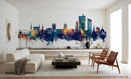 Fort Wayne Indiana Skyline Blue & Bronze