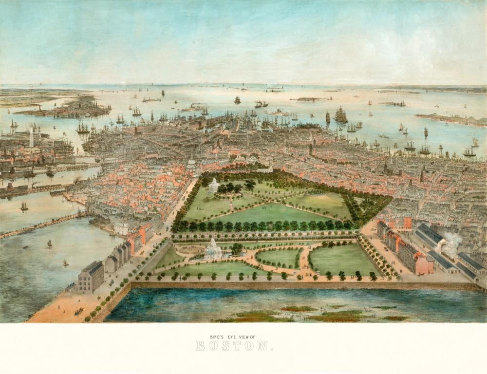 Old Aerial View of Boston, Massachusetts