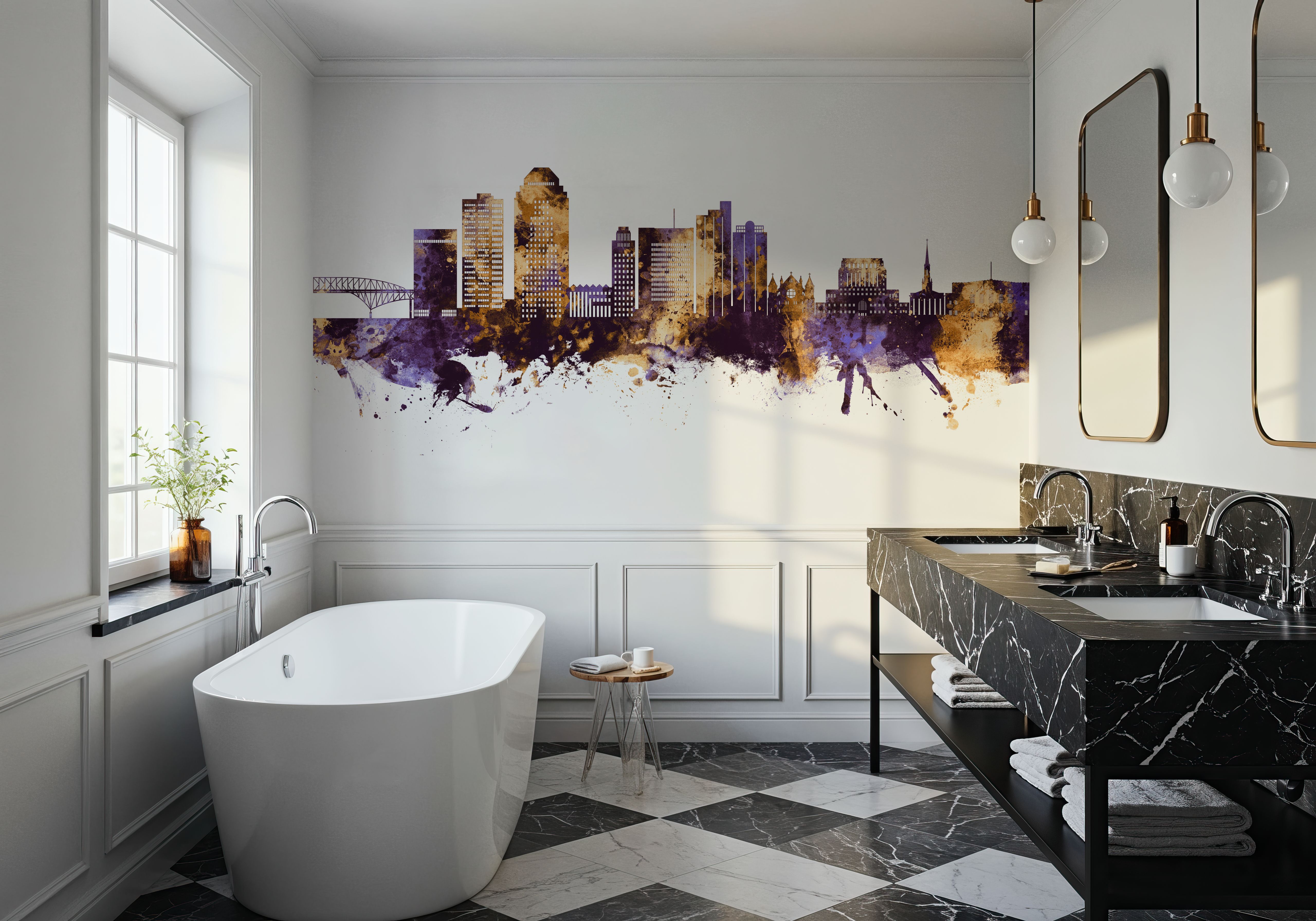 Shreveport Louisiana Skyline Purple & Gold