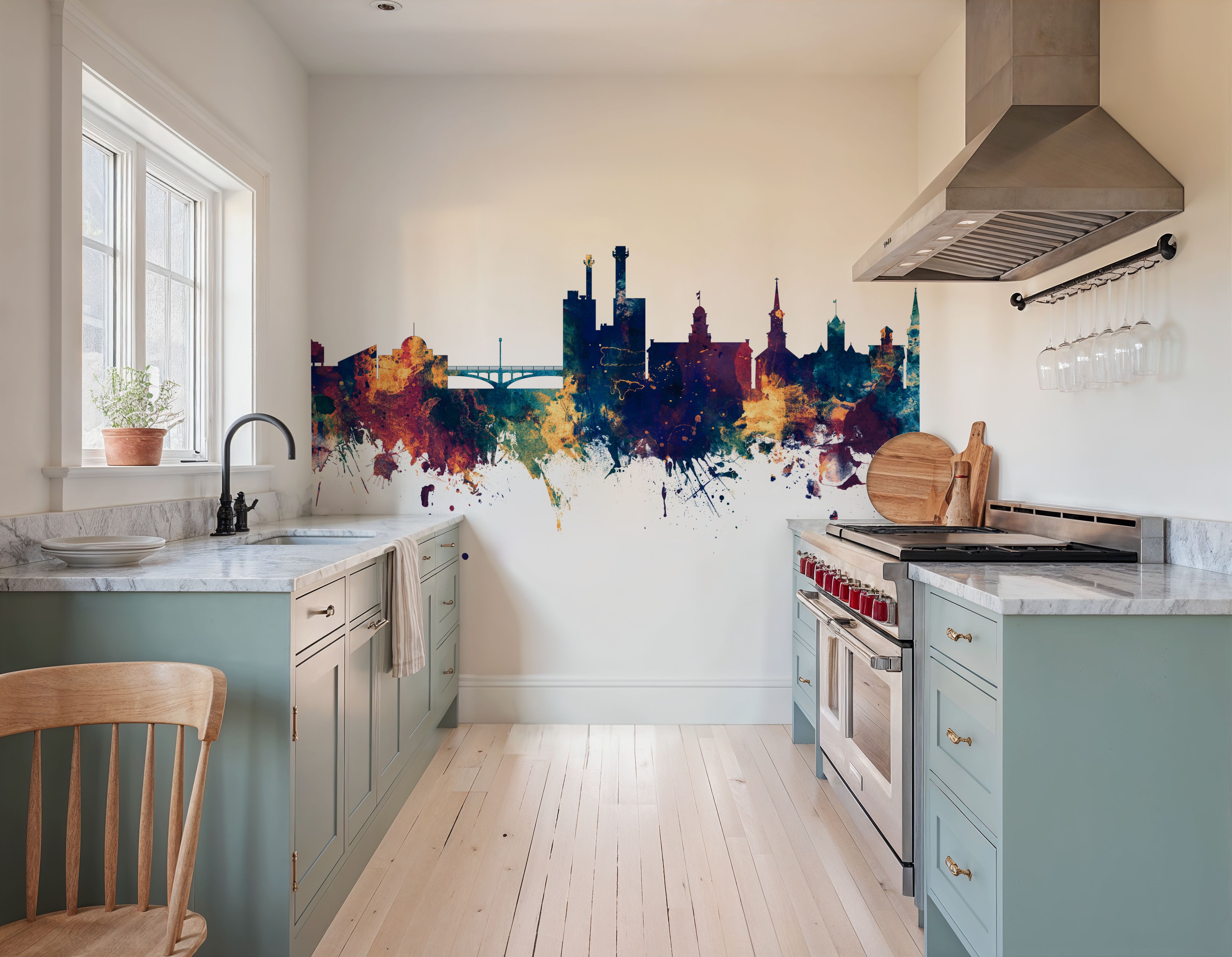 Iowa City Skyline Blu & Bronze