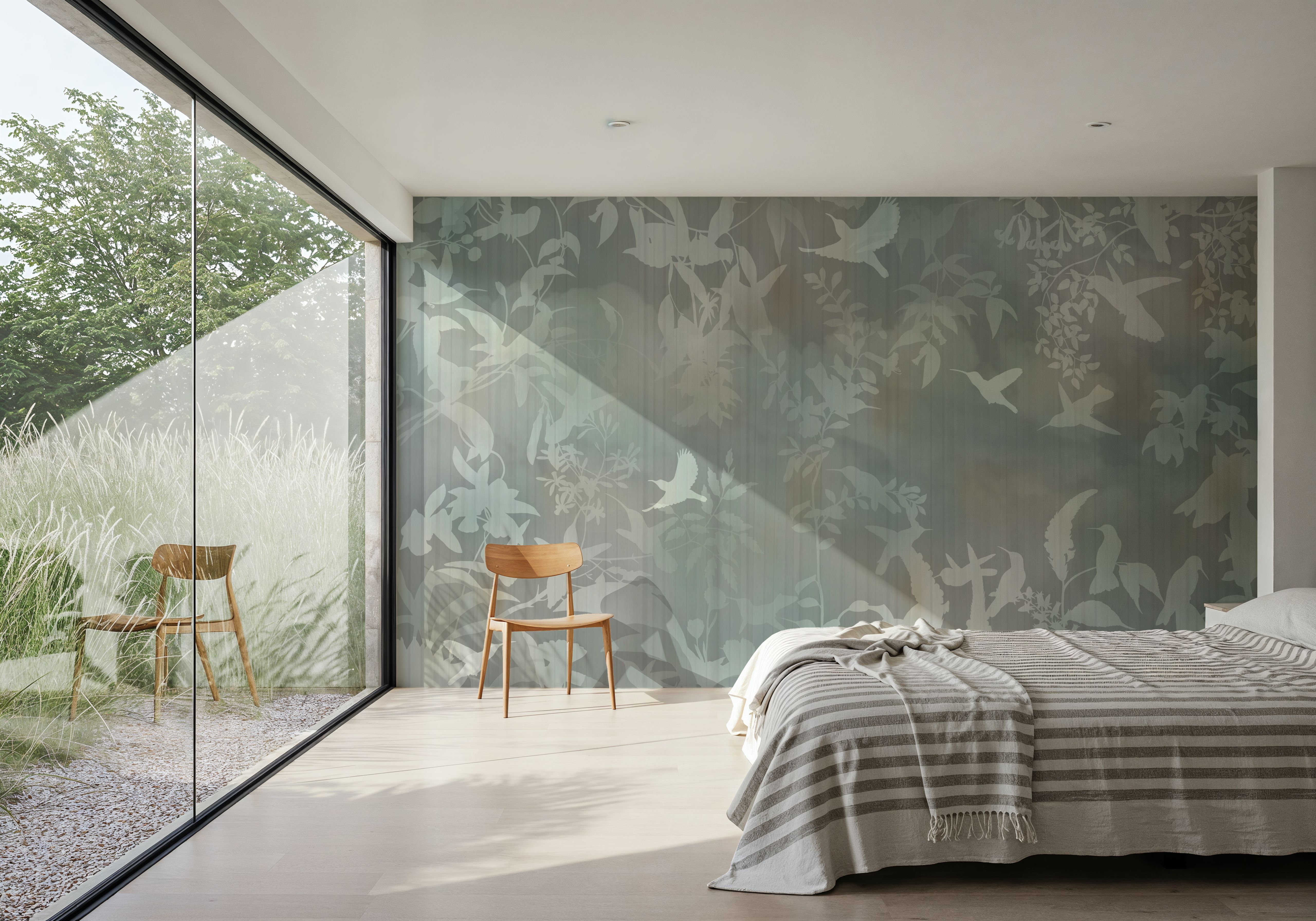 Birds in the Fog Green