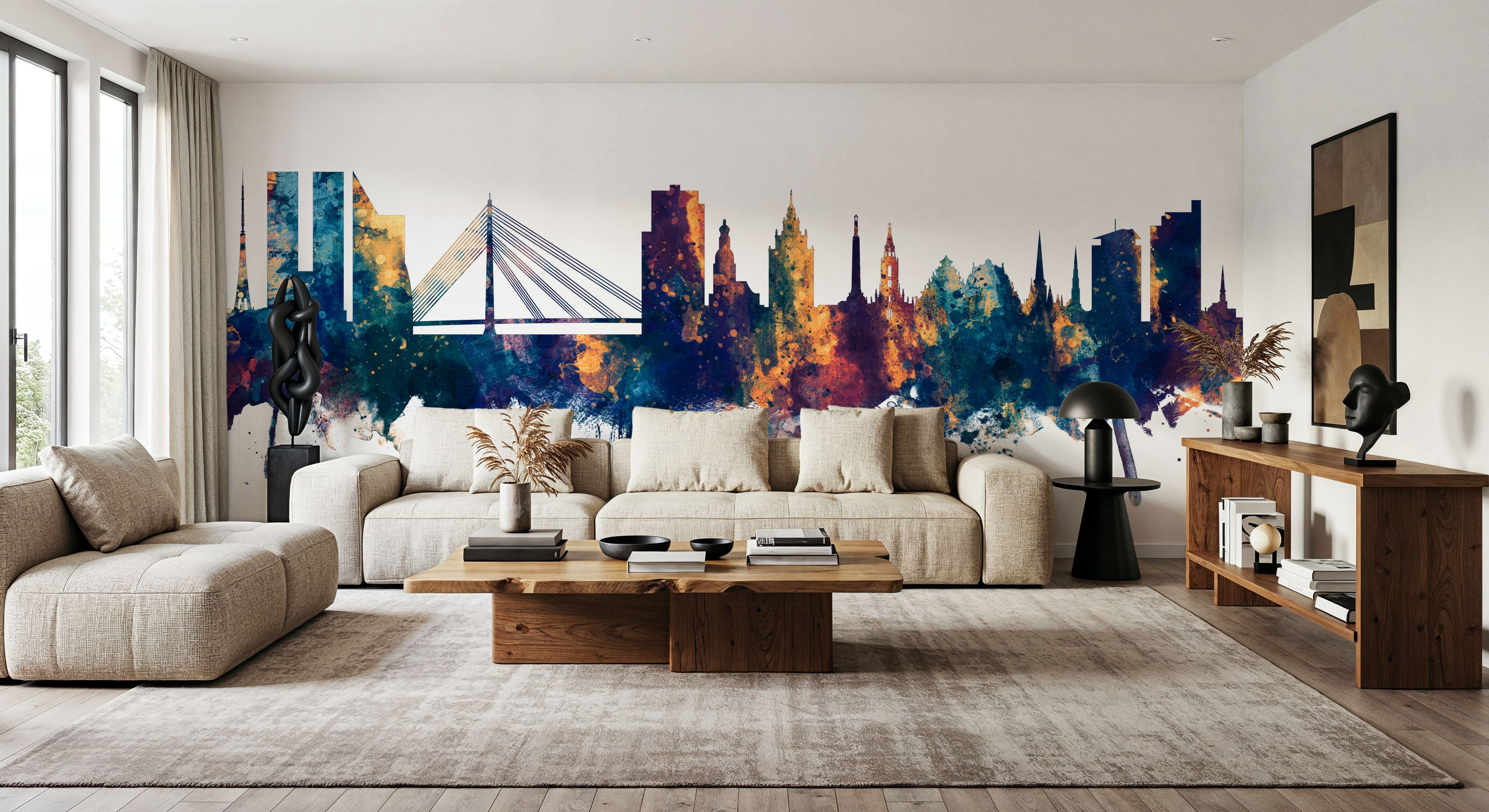 Riga Latvia Skyline Blue & Bronze