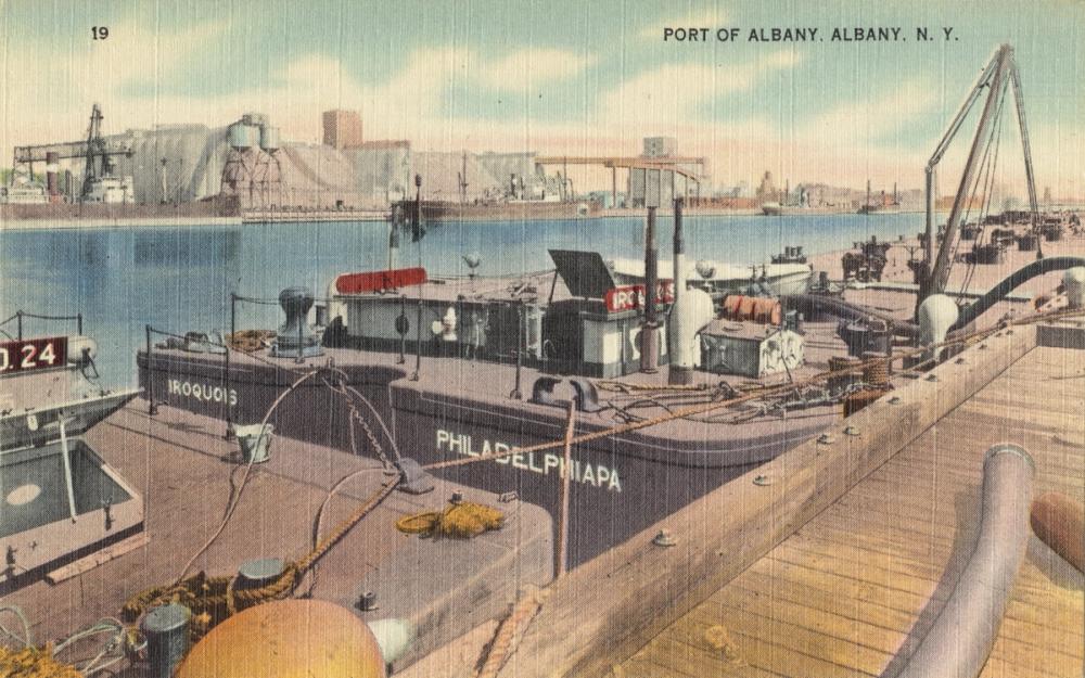 Greetings from Port of Albany - Screenprint Postcard