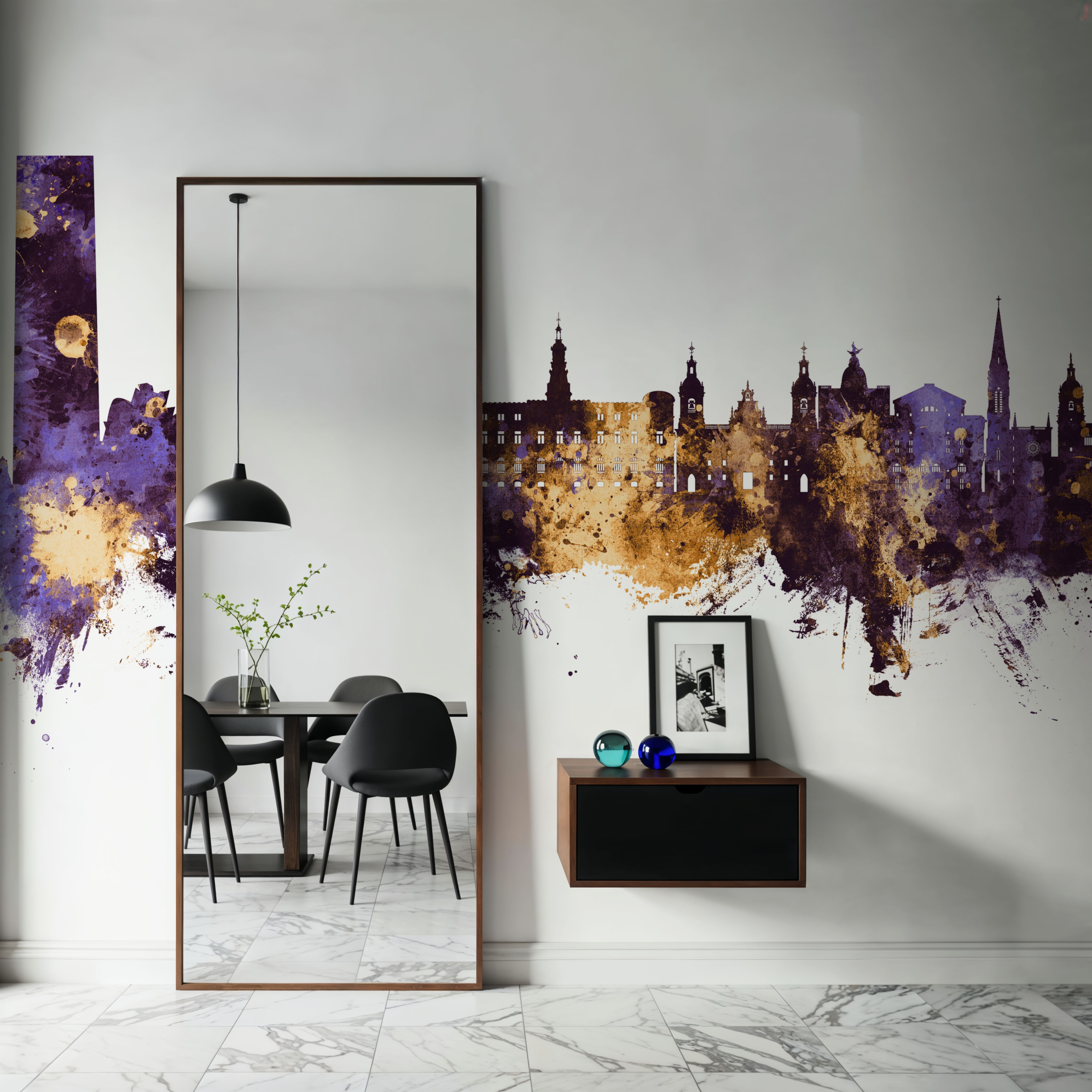 Bilbao Skyline Purple & Gold