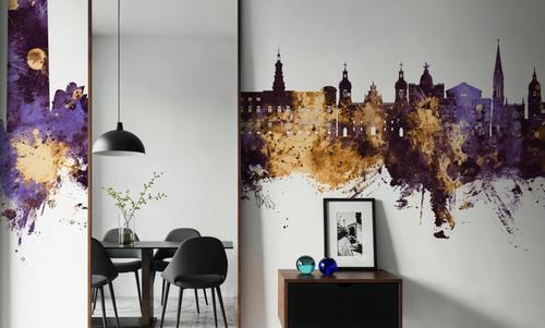 Bilbao Skyline Purple & Gold