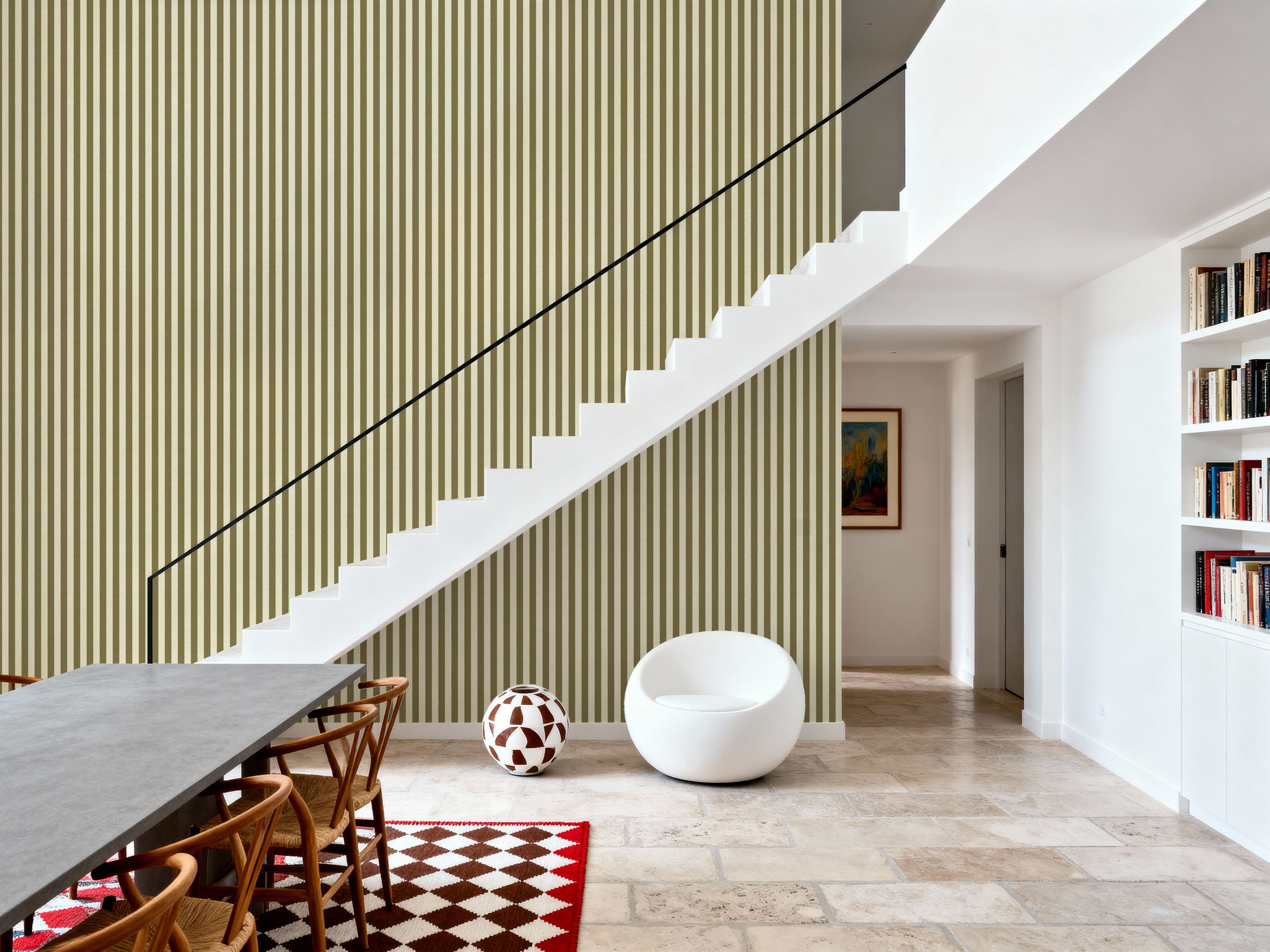 Ticking Awning Stripes, Khaki