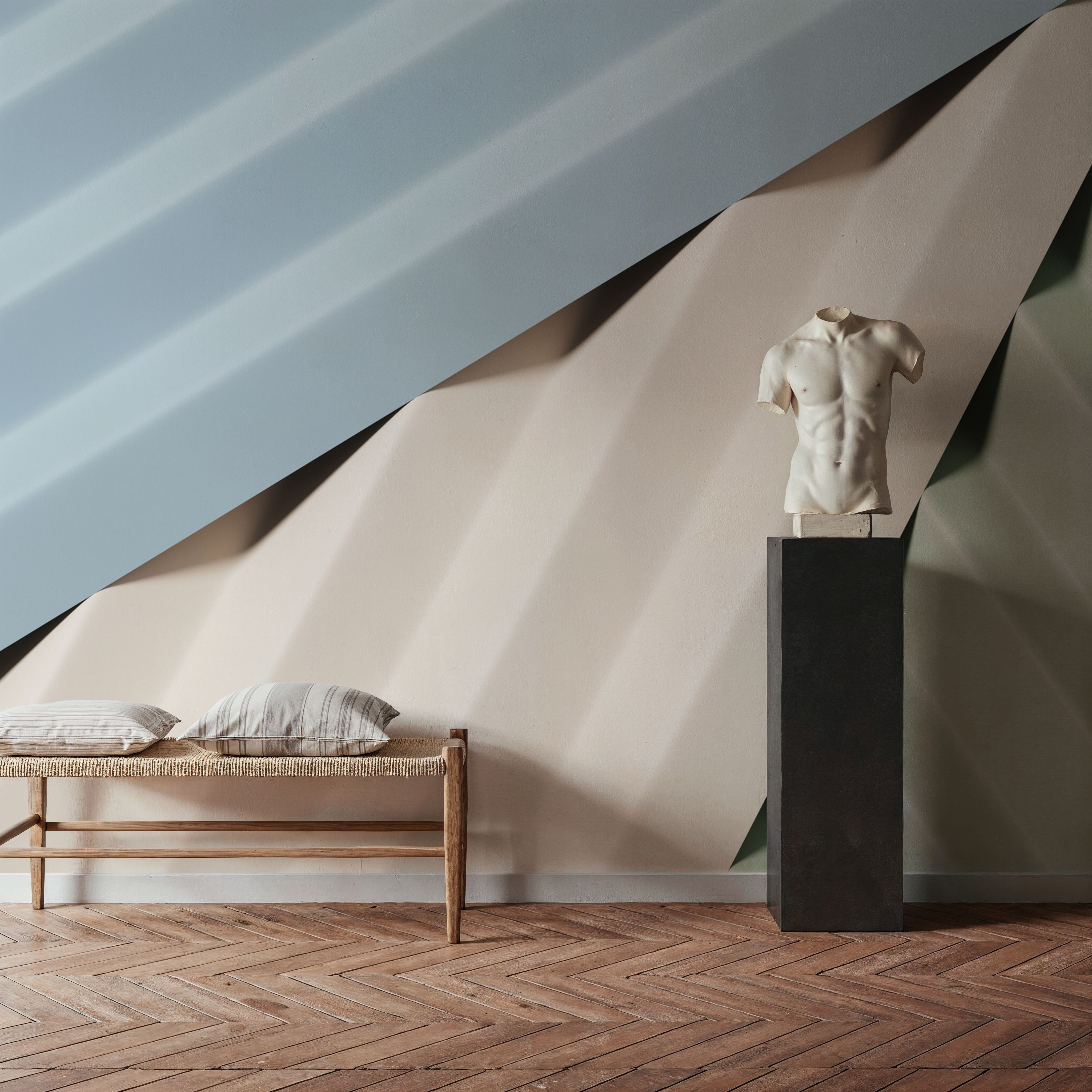 Wall Mural - Pleated Pastel - Abstract Metal mural wallpaper - Blue - Bedroom - Wallism US - Premium, Textured or Peel & Stick