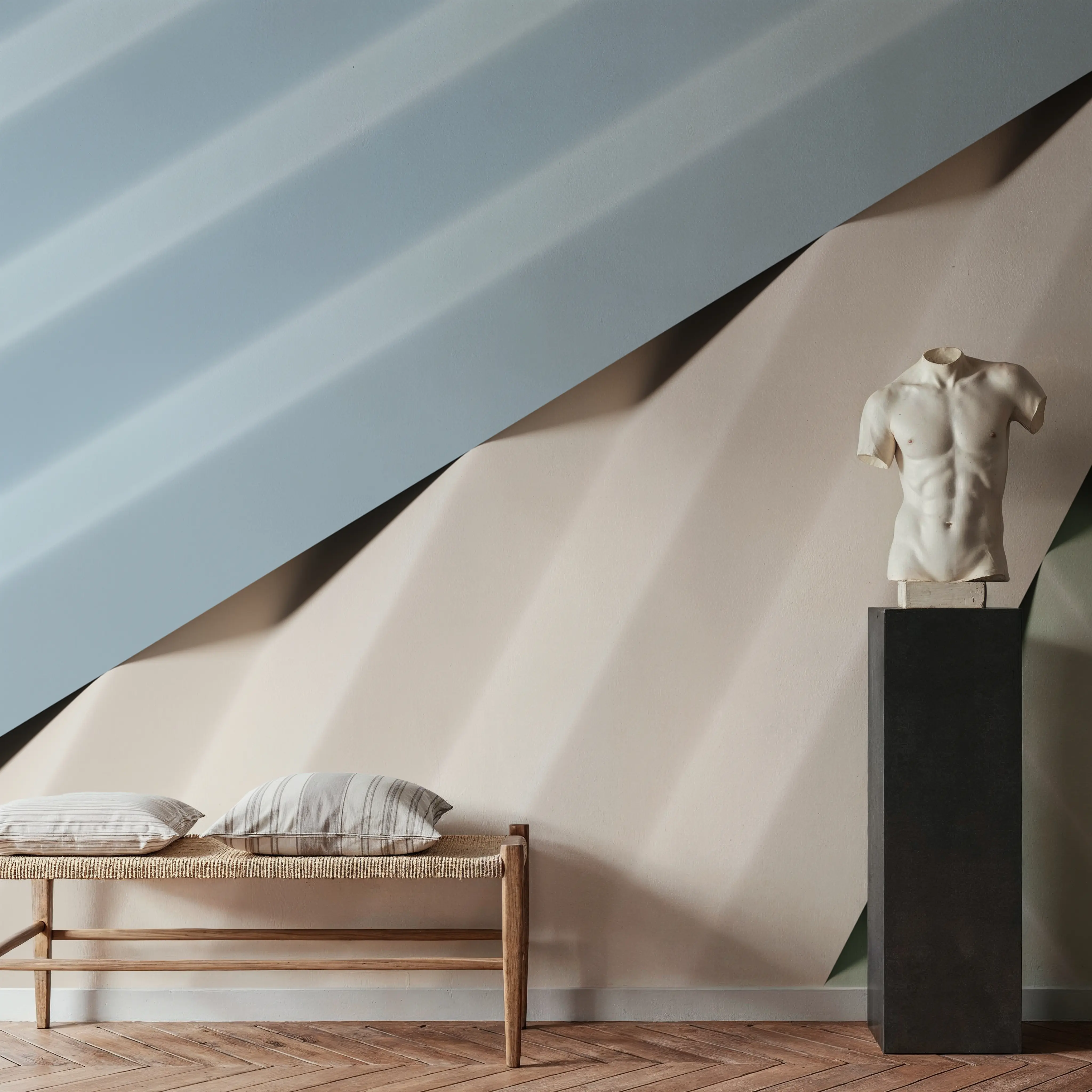 Wall Mural - Pleated Pastel - Abstract Metal mural wallpaper - Blue - Bedroom - Wallism UK - Peel & Stick or Paste-the-Wall